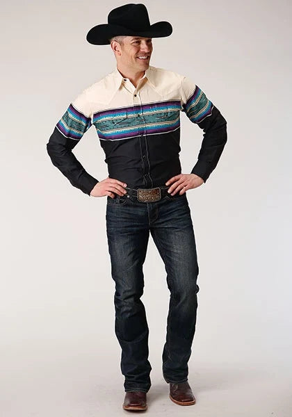 Roper 1296 Serape Border (Black) - Men's Western Shirt
