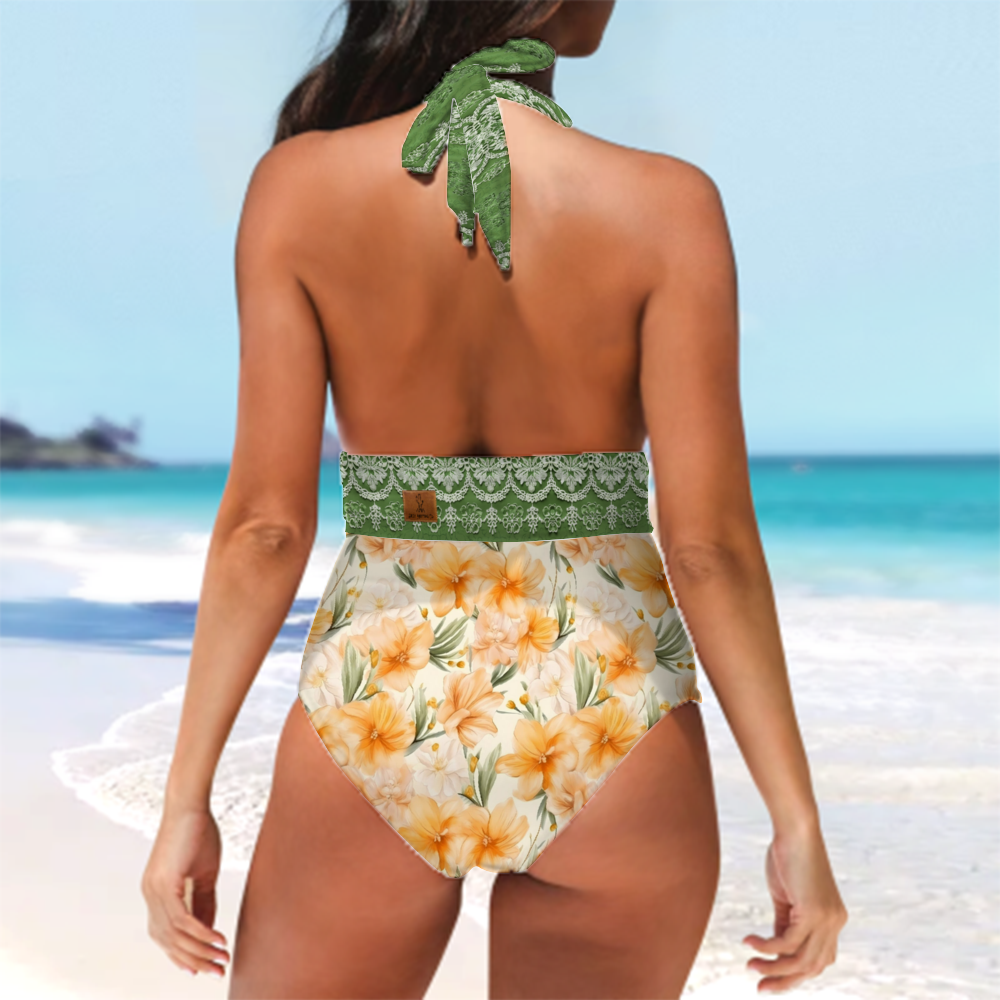Desert Blooms Women's Halterneck One Piece Swimsuit
