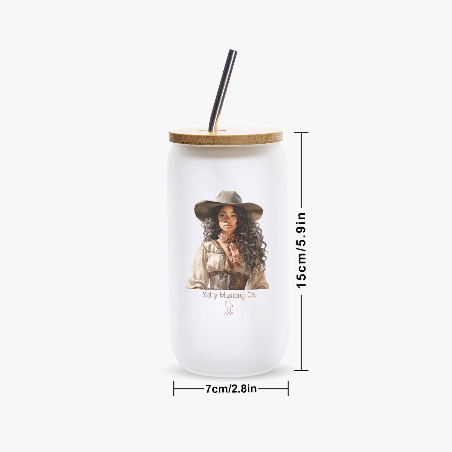 San Antonio Cowgirl Frosted Glass Cup