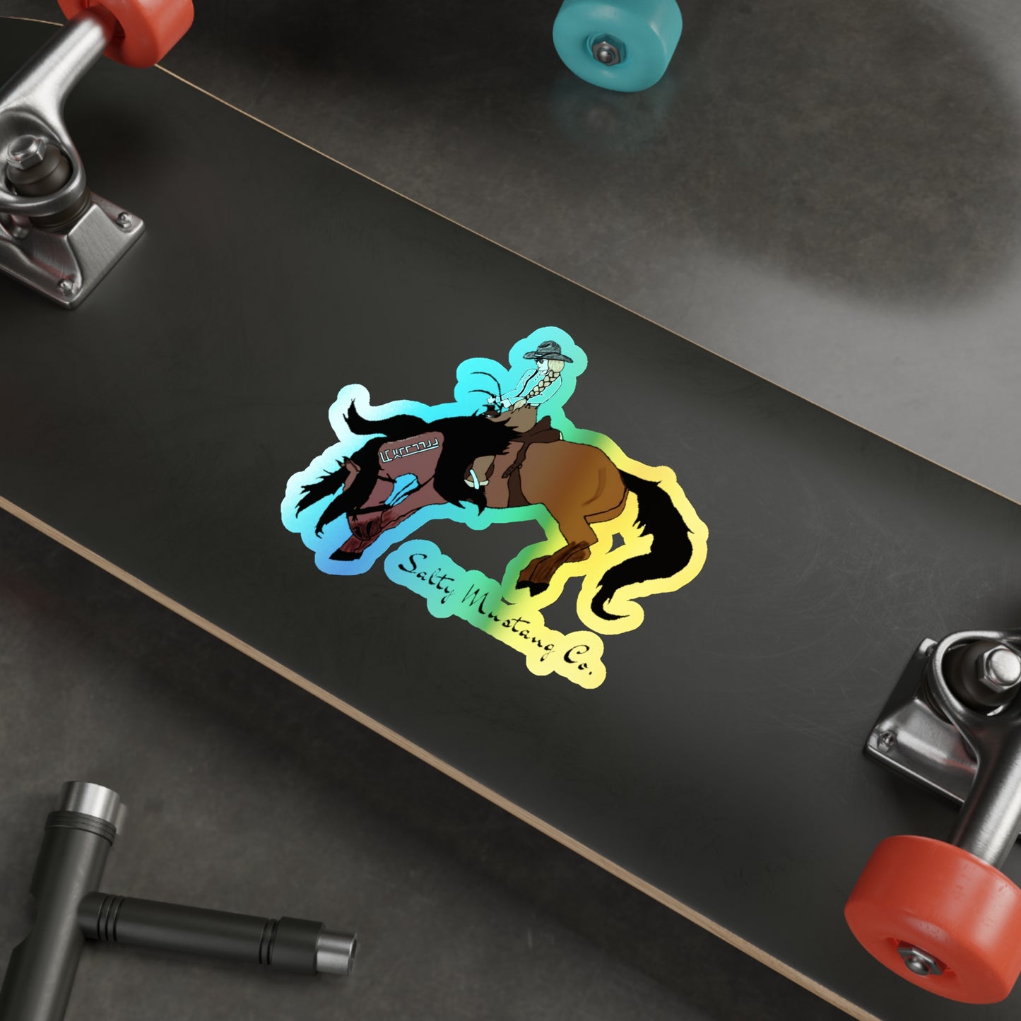 Salty Mustang Co. Logo Holographic Sticker