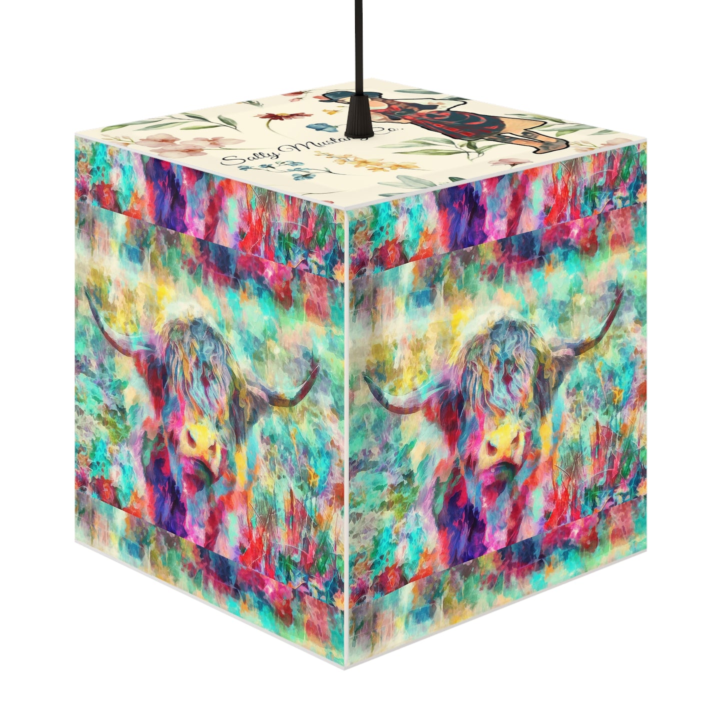 Salty Mustang Co. Multi-Colored Highland Cow Light Cube Lamp