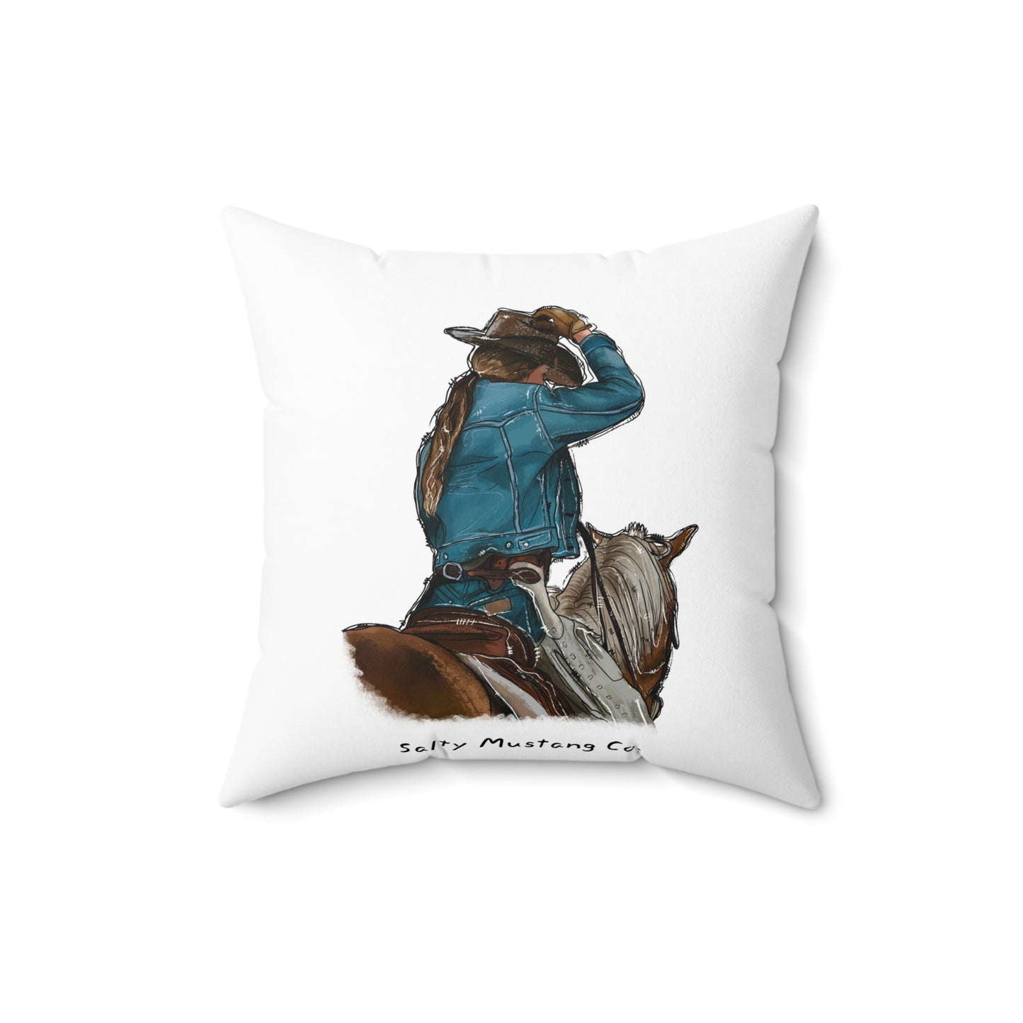 Fix Your Lid, Cowgirl Faux Suede Square Pillow