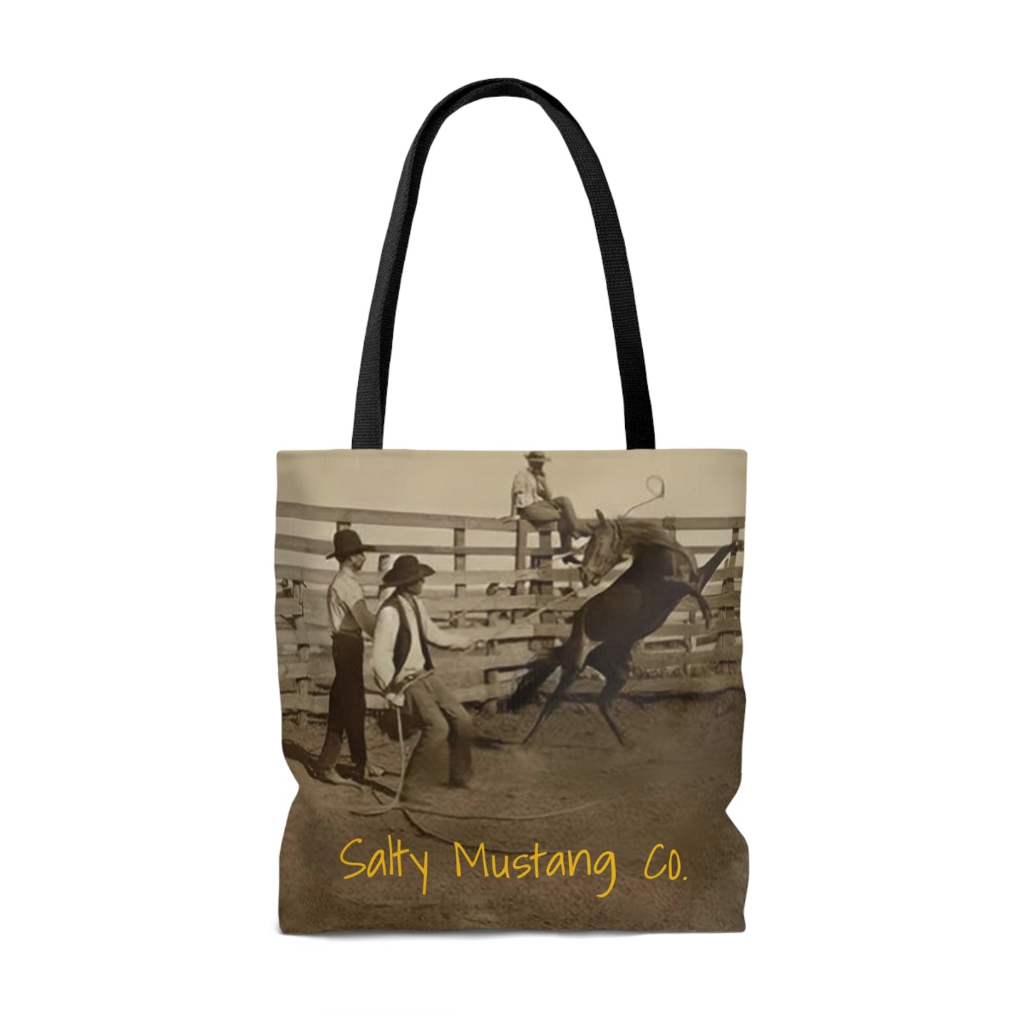 Two-Sided Bucking Horse AOP Tote Bag With Southwestern Pattern