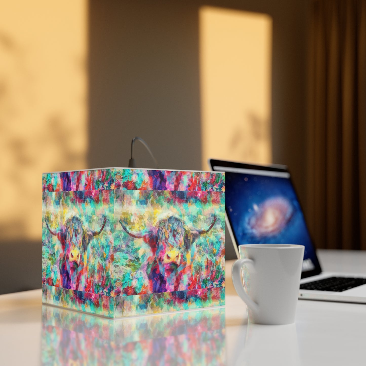 Salty Mustang Co. Multi-Colored Highland Cow Light Cube Lamp