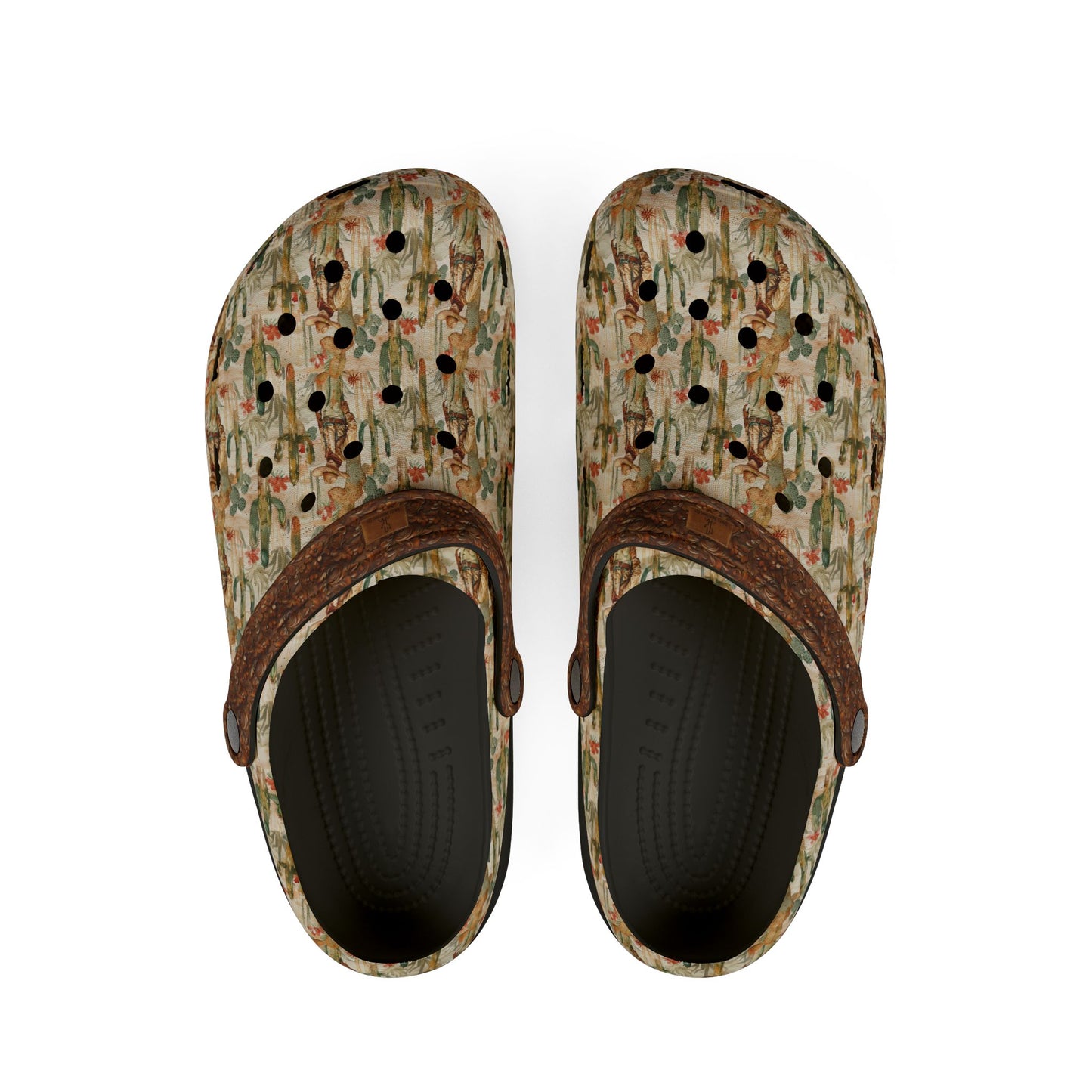Brewster County Cowboy Leather Print Salty Clogs