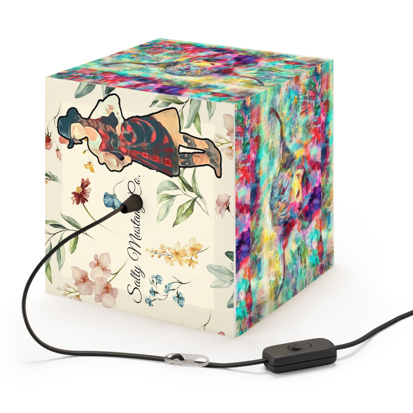 Salty Mustang Co. Multi-Colored Highland Cow Light Cube Lamp