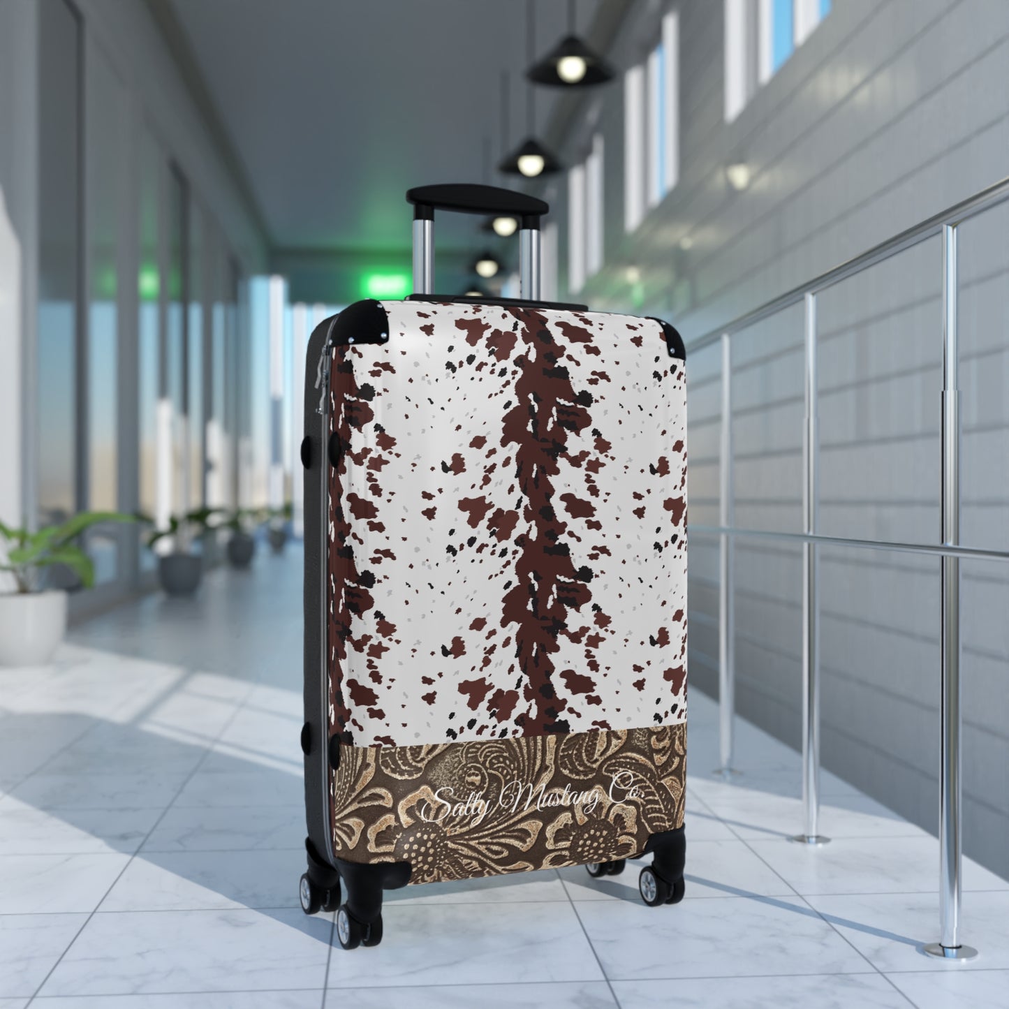 Cow Hide Leather Print Suitcase