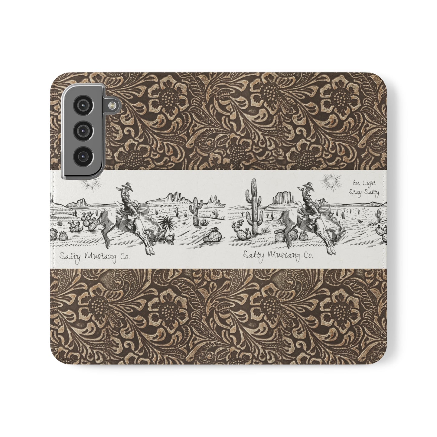 West Texas Bronc Rider, Leather Print Flip Cases - Android