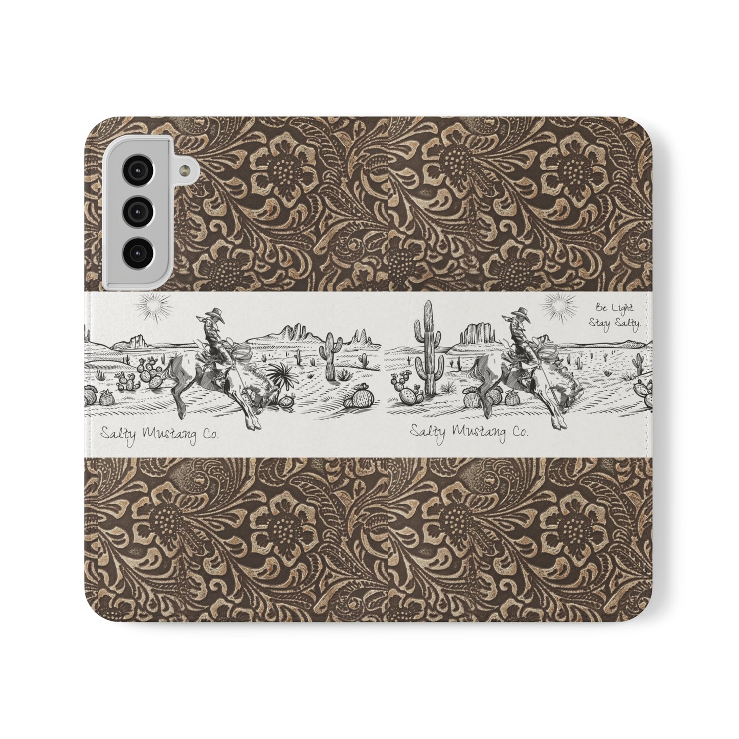 West Texas Bronc Rider, Leather Print Flip Cases - Android