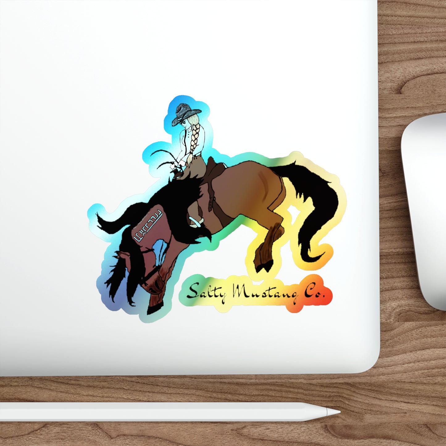 Salty Mustang Co. Logo Holographic Sticker