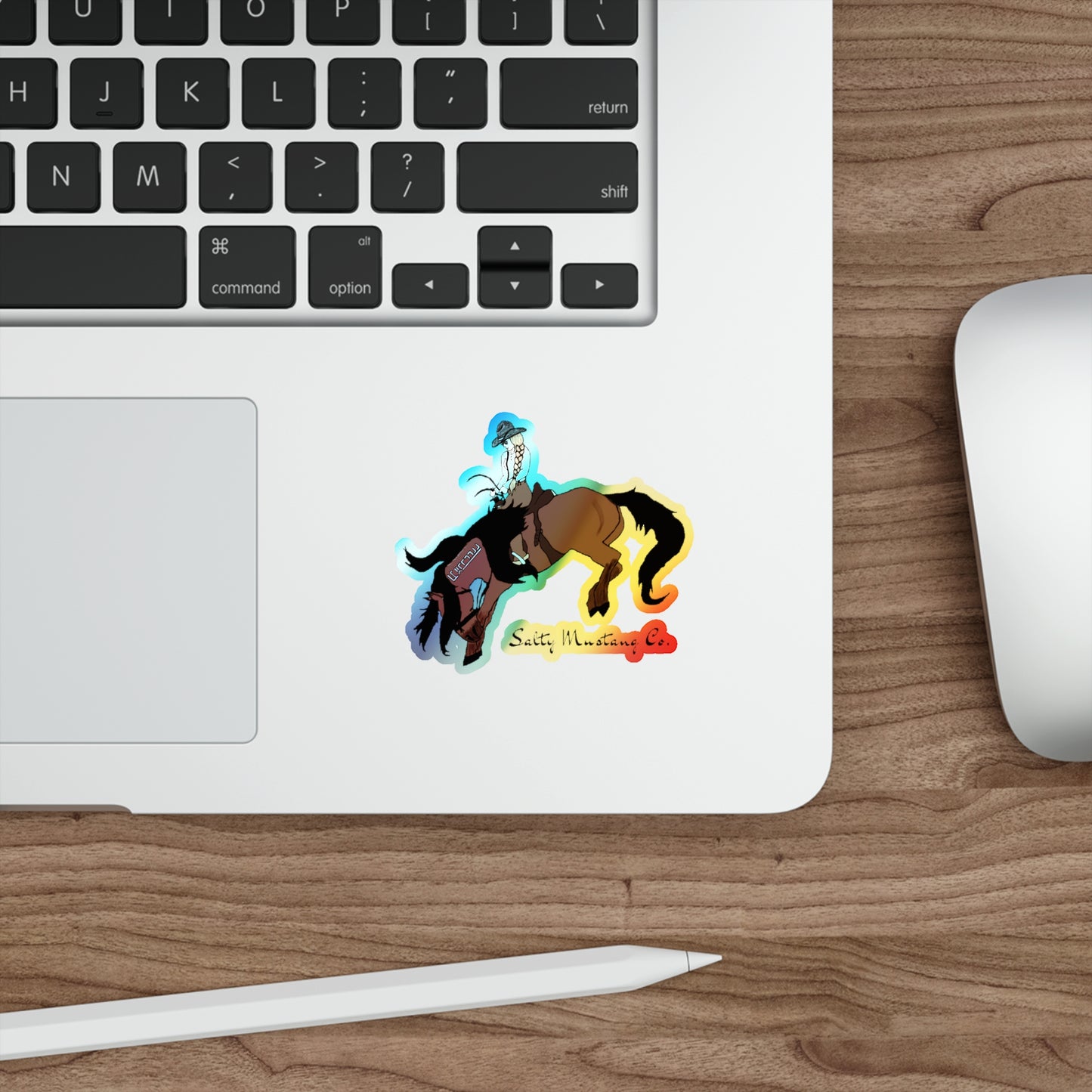 Salty Mustang Co. Logo Holographic Sticker