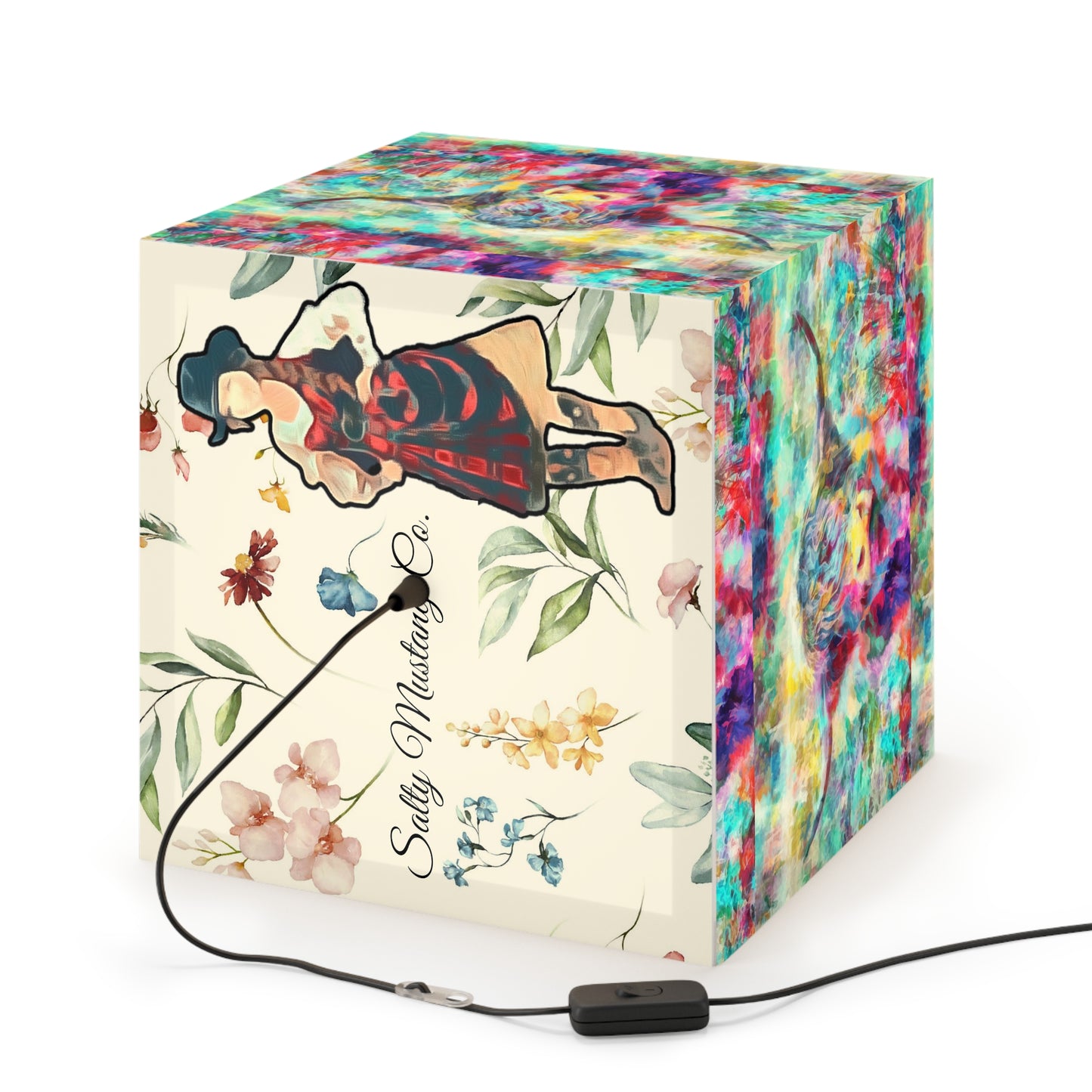 Salty Mustang Co. Multi-Colored Highland Cow Light Cube Lamp