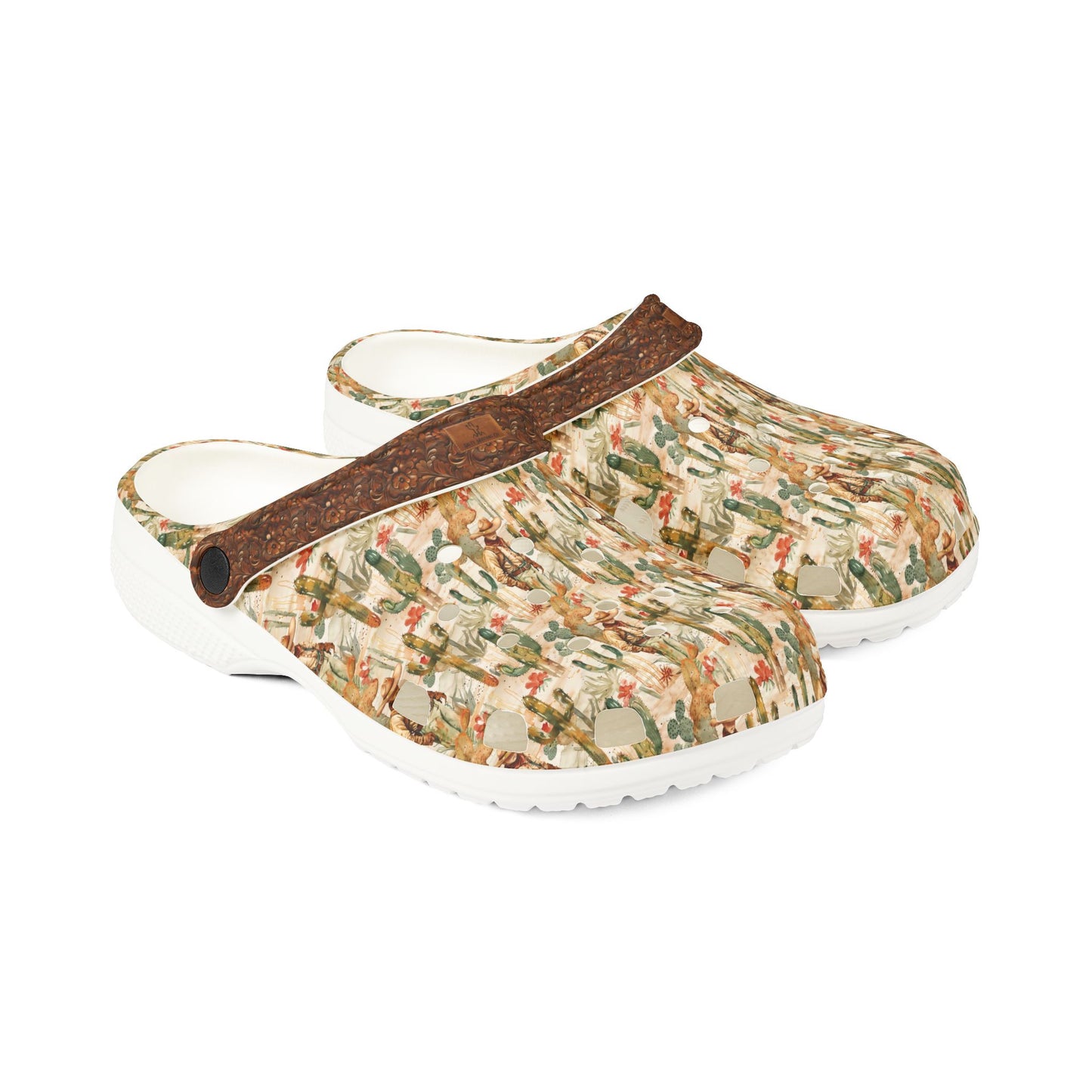 Brewster County Cowboy Leather Print Salty Clogs