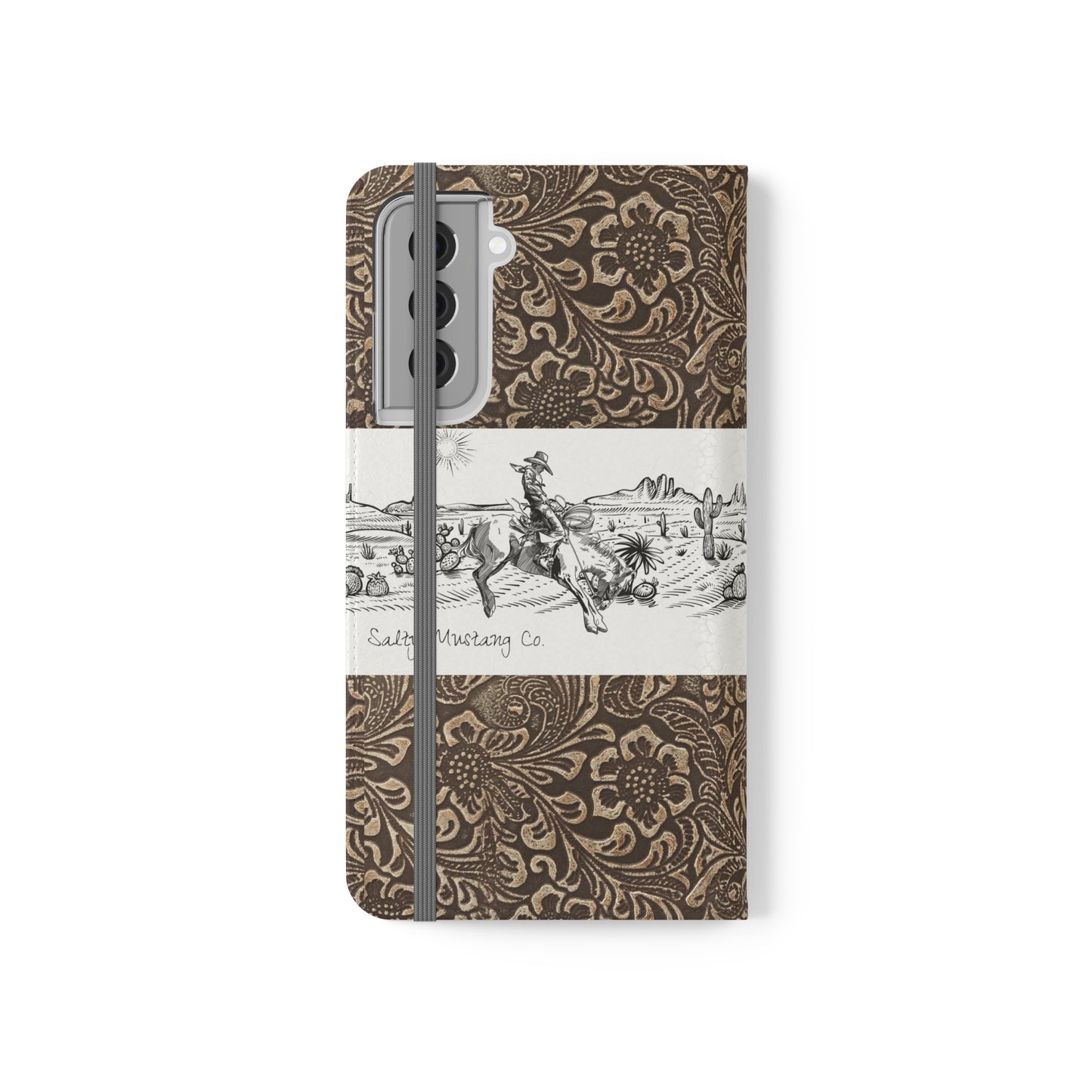 West Texas Bronc Rider, Leather Print Flip Cases - Android