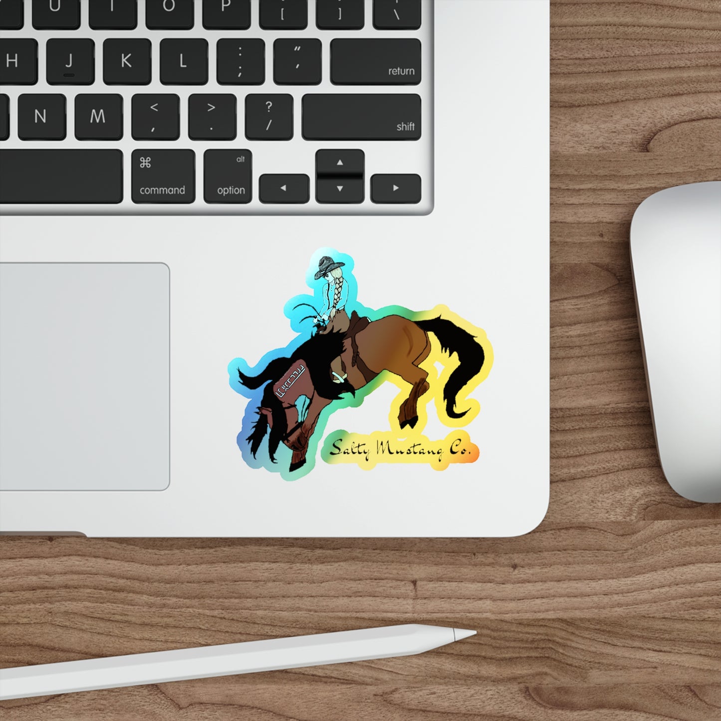 Salty Mustang Co. Logo Holographic Sticker