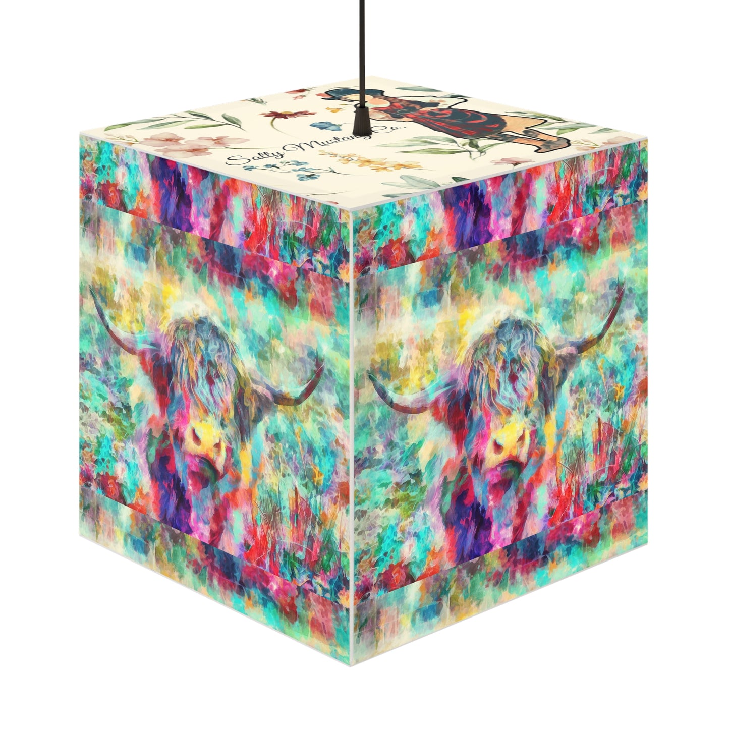 Salty Mustang Co. Multi-Colored Highland Cow Light Cube Lamp