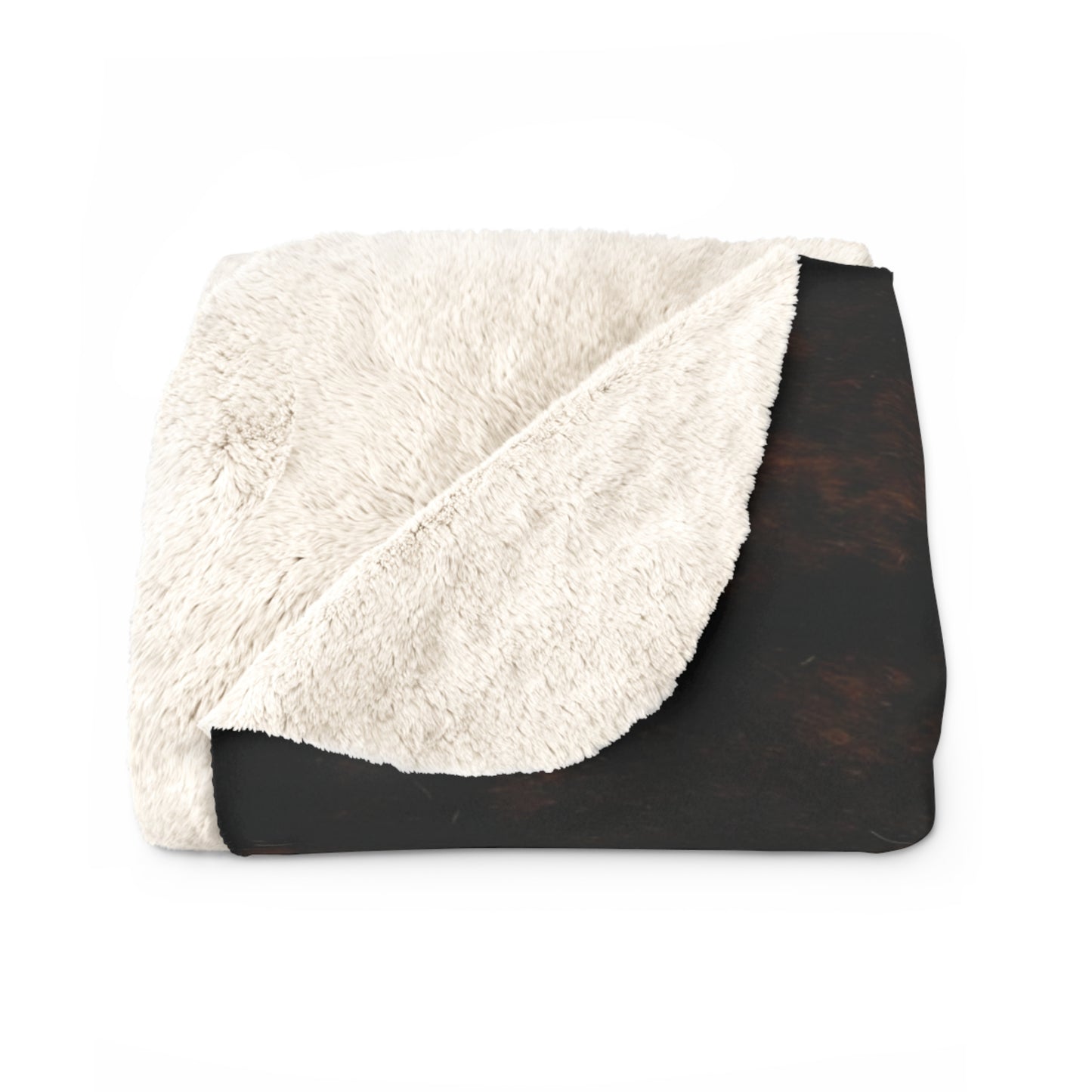 Punchy Queen "Go Bra-less. It'll Pull The Wrinkles Outta Your Face." Tri-Color Spotted Cow Print Sherpa Fleece Blanket