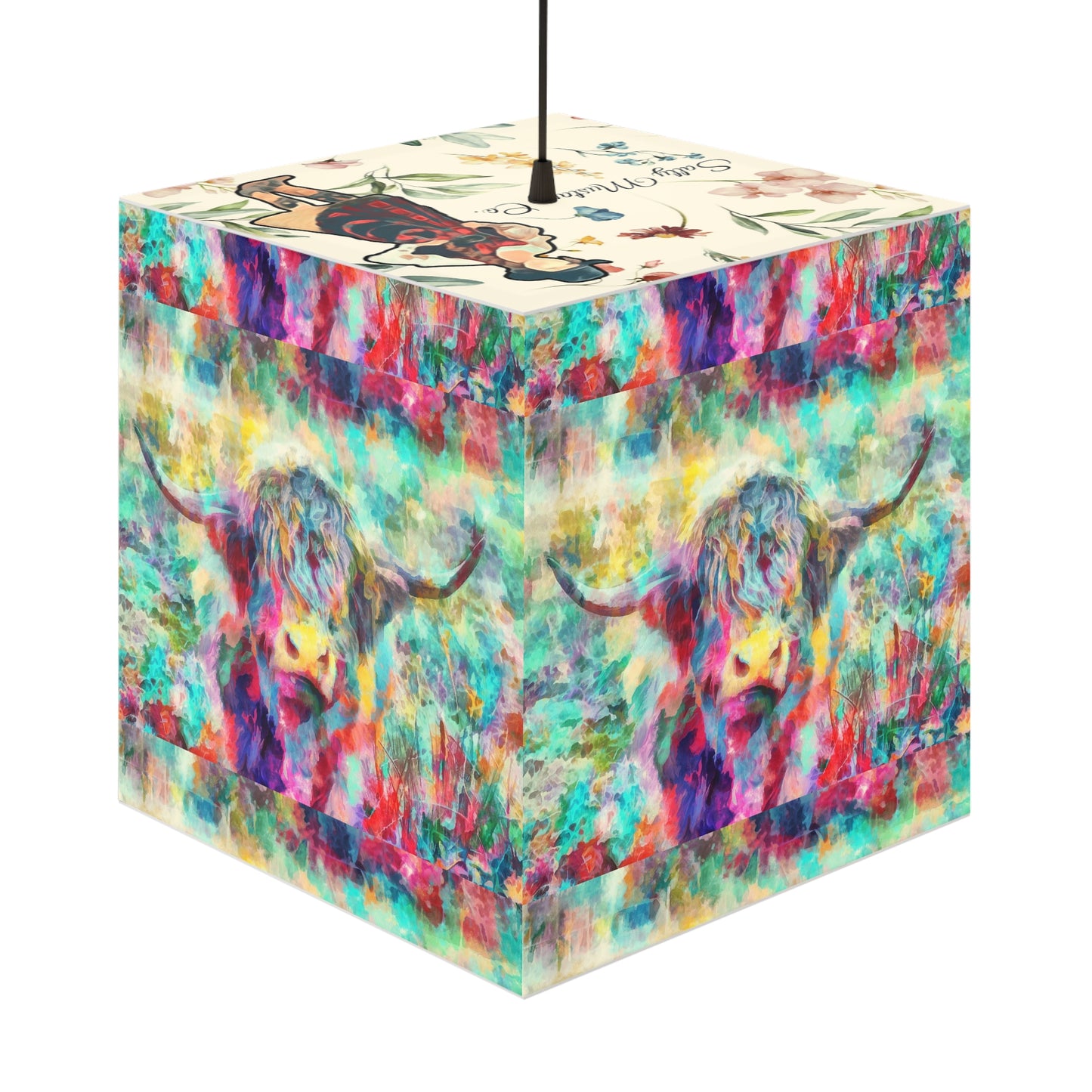 Salty Mustang Co. Multi-Colored Highland Cow Light Cube Lamp