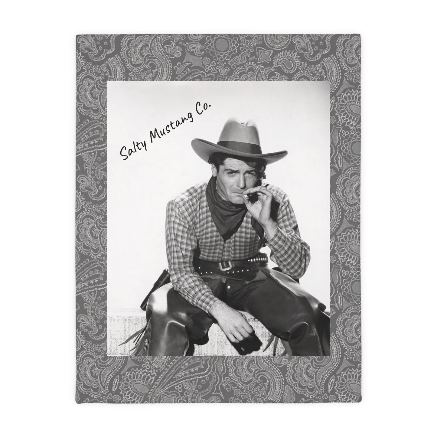 Vintage Cowboys Velveteen Minky Blanket (Two-sided print/Reversable)