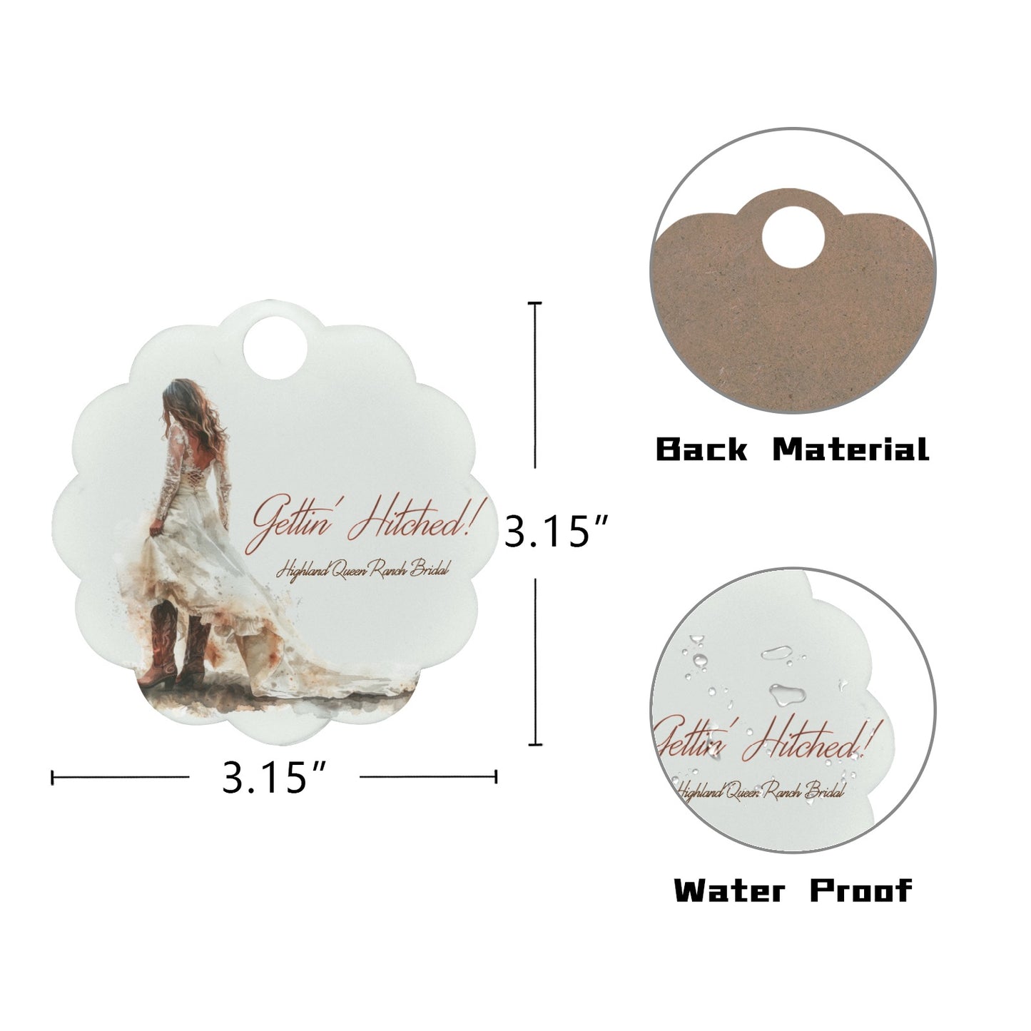 Gettin’ Hitched Highland Queen Ranch Bridal 40oz Tumbler Name Plate (Wavy Circle)