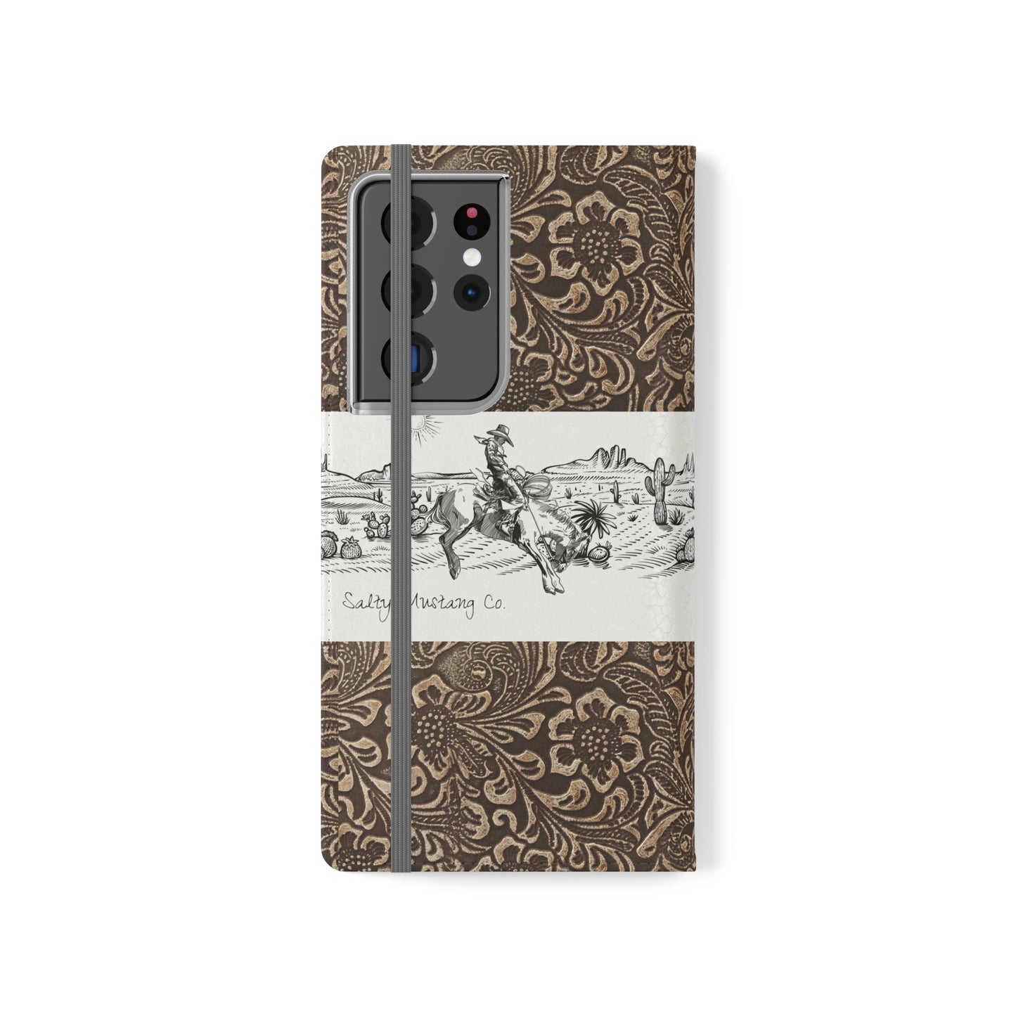 West Texas Bronc Rider, Leather Print Flip Cases - Android