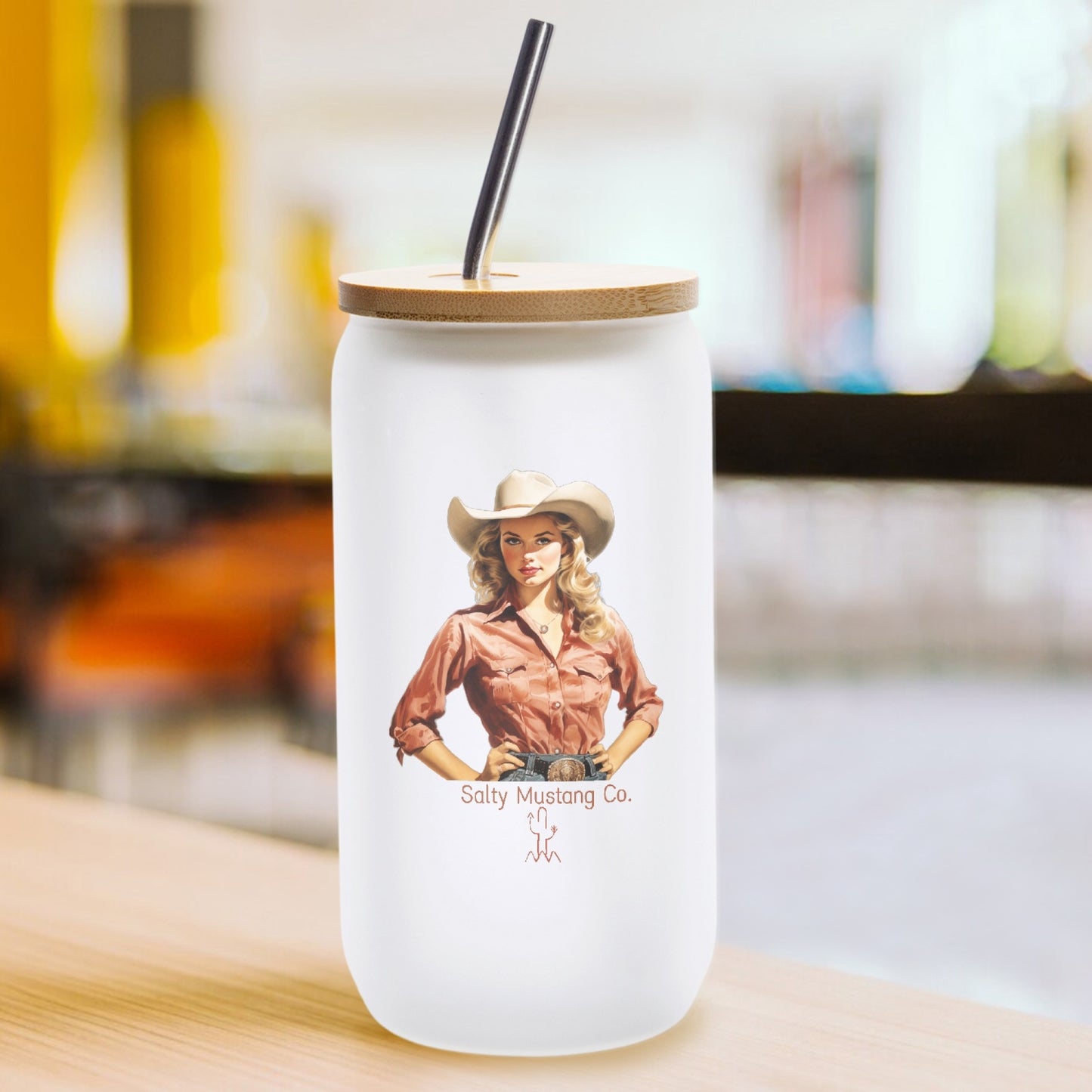 Fort Davis Cowgirl Frosted Glass Cups