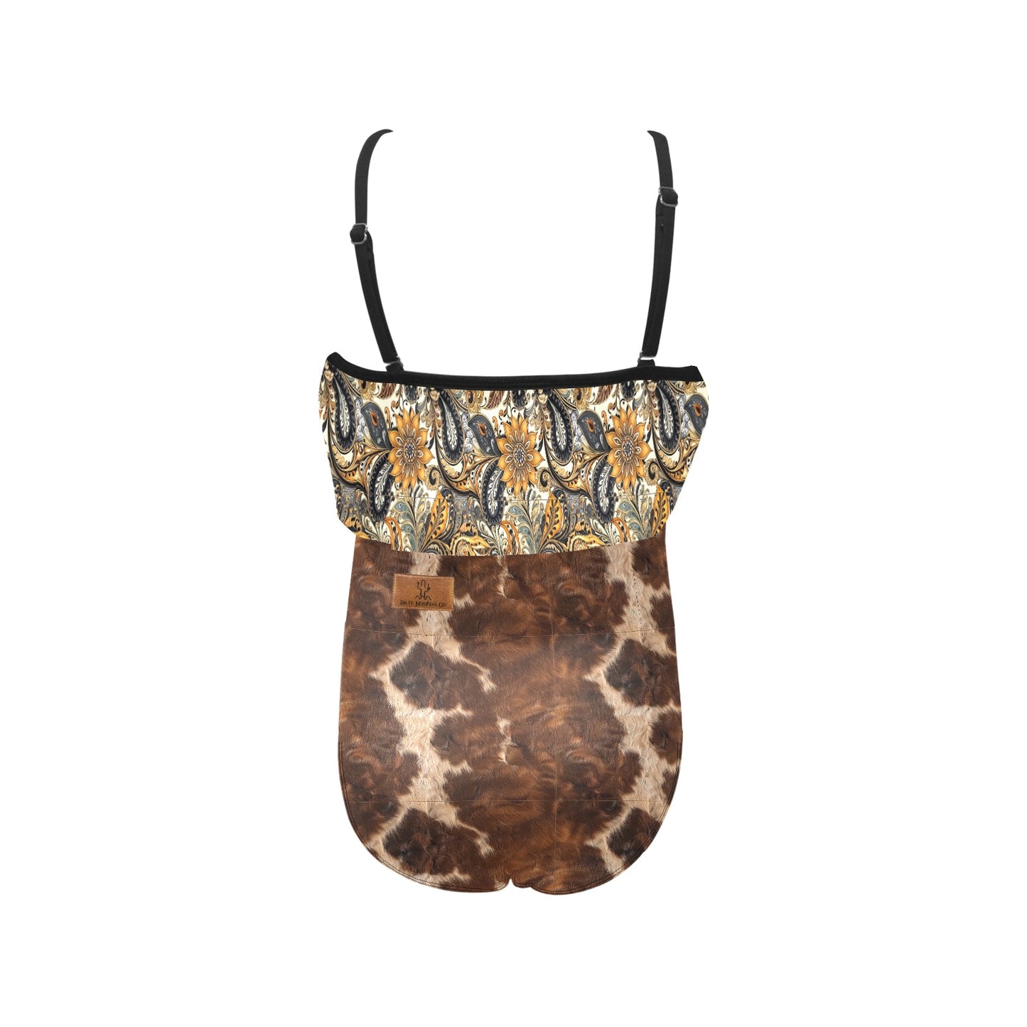 Paisley Cow Hide Kids' Spaghetti Strap Ruffle Swimsuit
