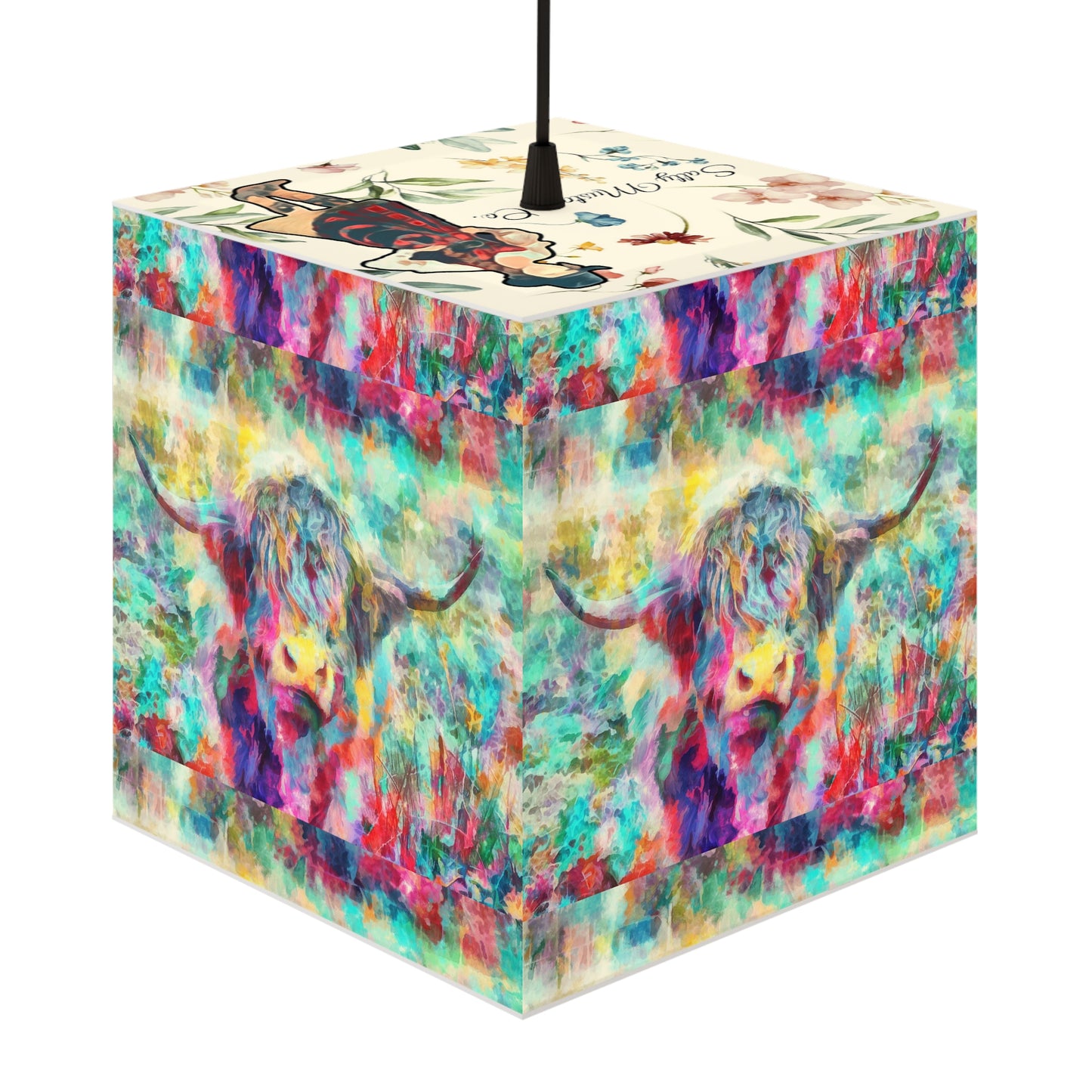 Salty Mustang Co. Multi-Colored Highland Cow Light Cube Lamp