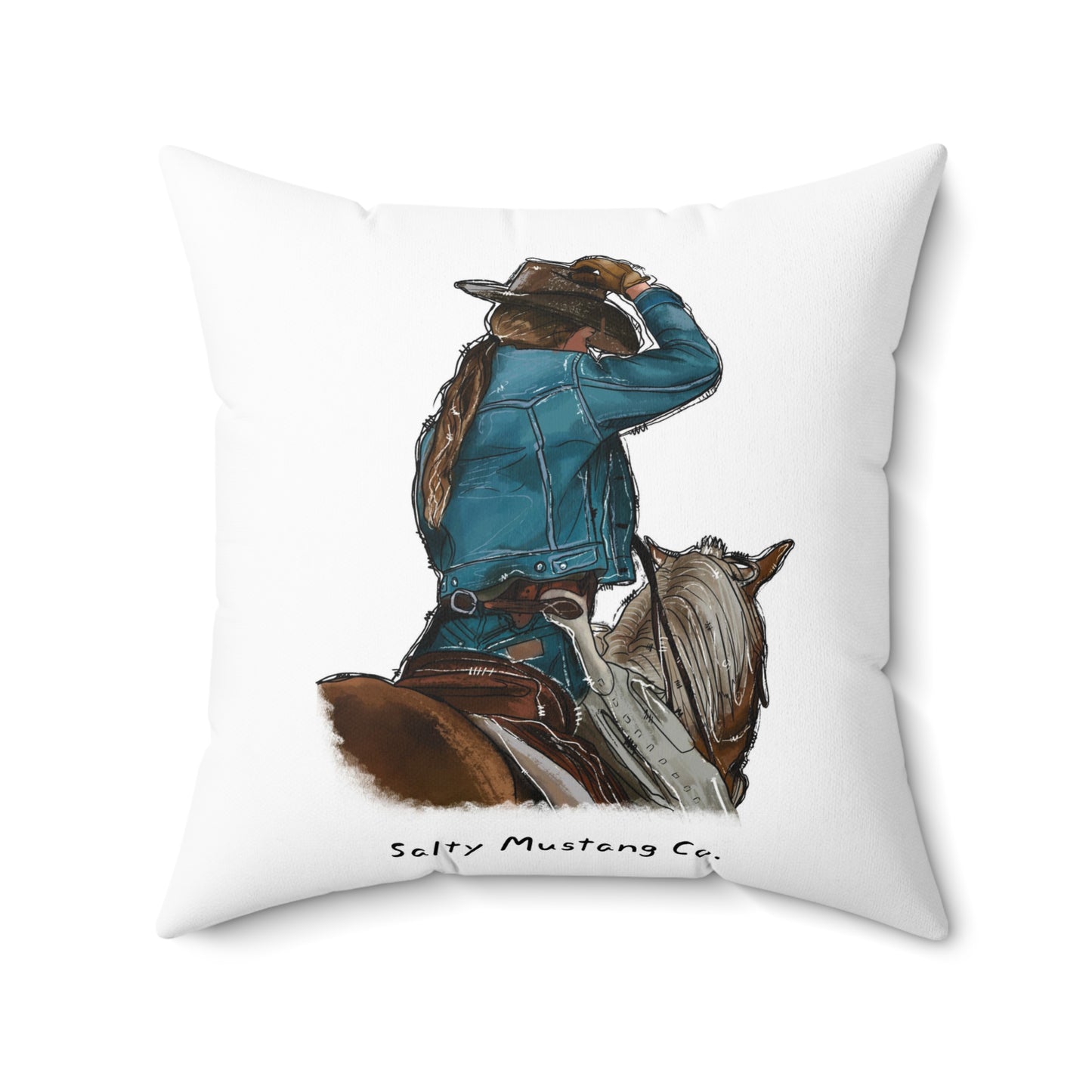 Fix Your Lid, Cowgirl Faux Suede Square Pillow