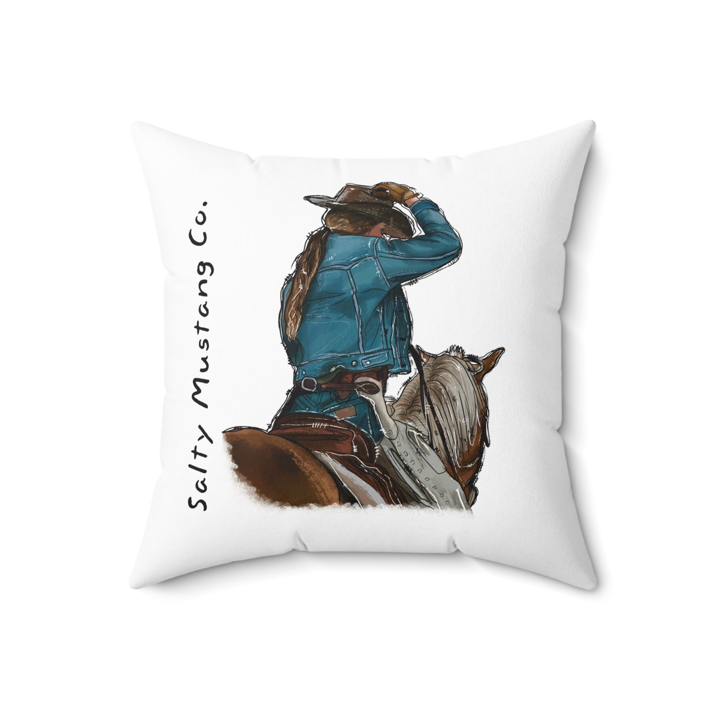 Fix Your Lid, Cowgirl Faux Suede Square Pillow
