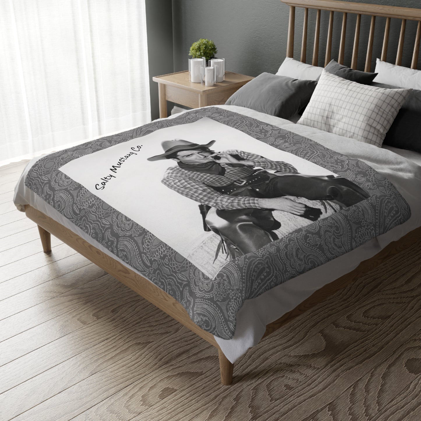 Vintage Cowboys Velveteen Minky Blanket (Two-sided print/Reversable)