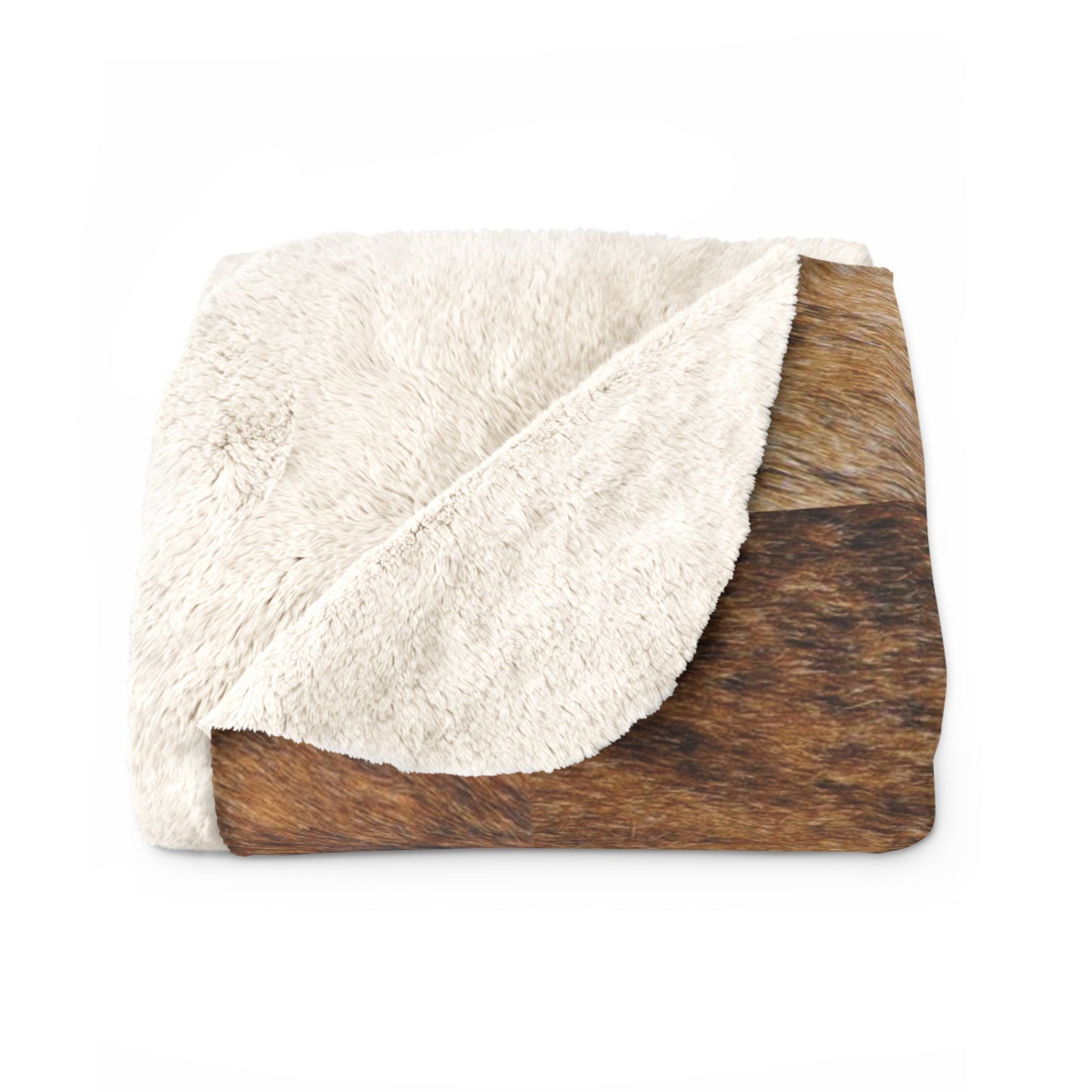 Ear Tag #3468 Waspy Heifer, Brindle Cow Print Sherpa Fleece Blanket