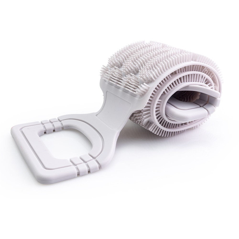 Long Handle Double-Sided Silicone Back Scrubber with Soft Bristles and Massage Nubs