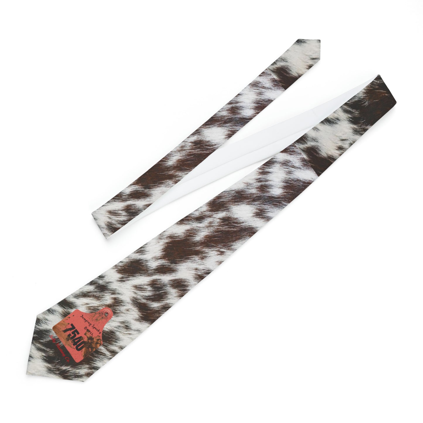 Ear Tag #7540 Jumping Spooky Bh, Spotted Cow Print Necktie