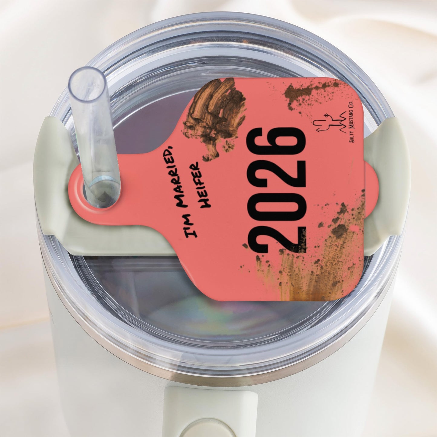 I’m Married Heifer Ear Tag 40 oz Tumbler Plate