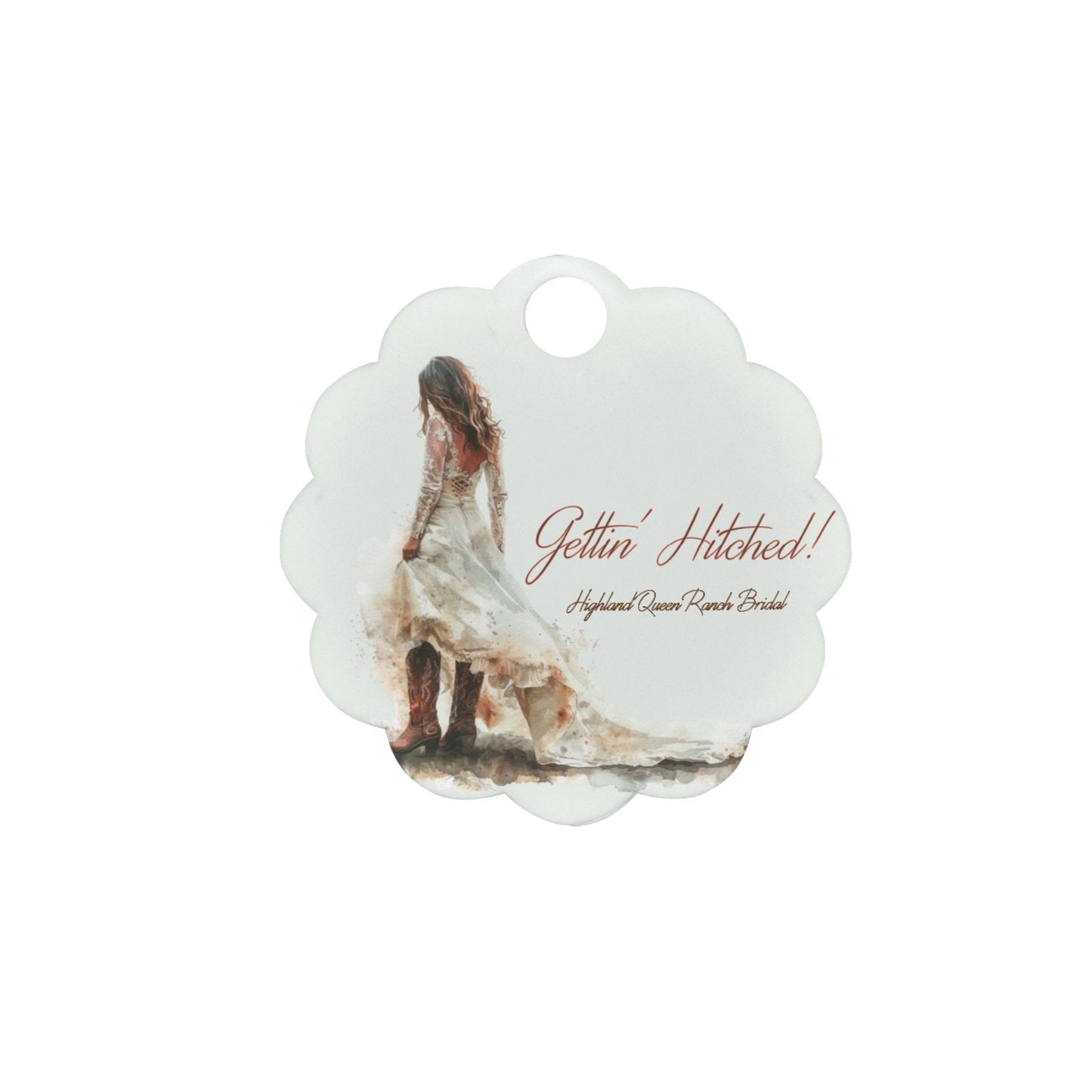 Gettin’ Hitched Highland Queen Ranch Bridal 40oz Tumbler Name Plate (Wavy Circle)