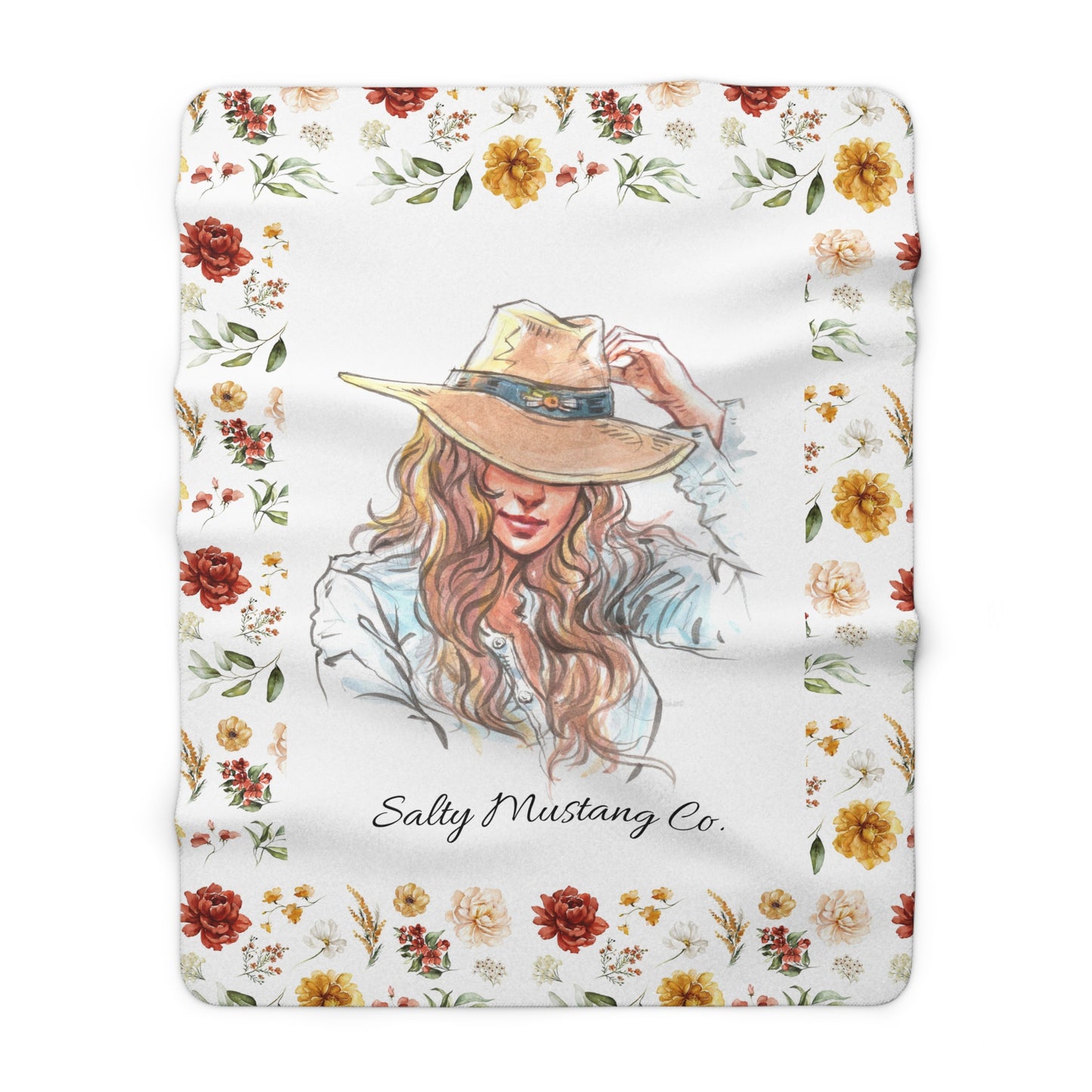 Rose Queen Cowgirl Sherpa Fleece Blanket