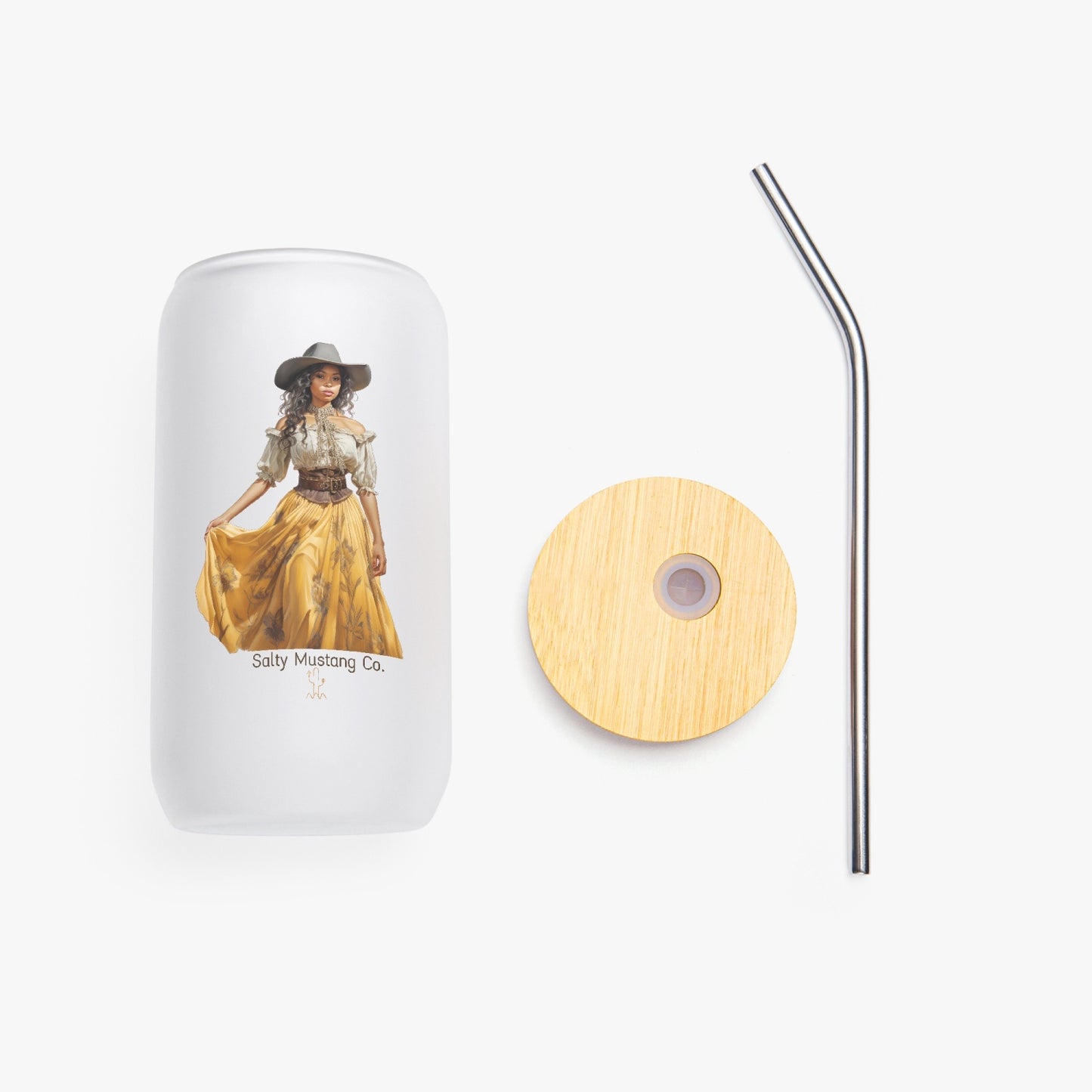 Amarillo Cowgirl Frosted Glass Cup
