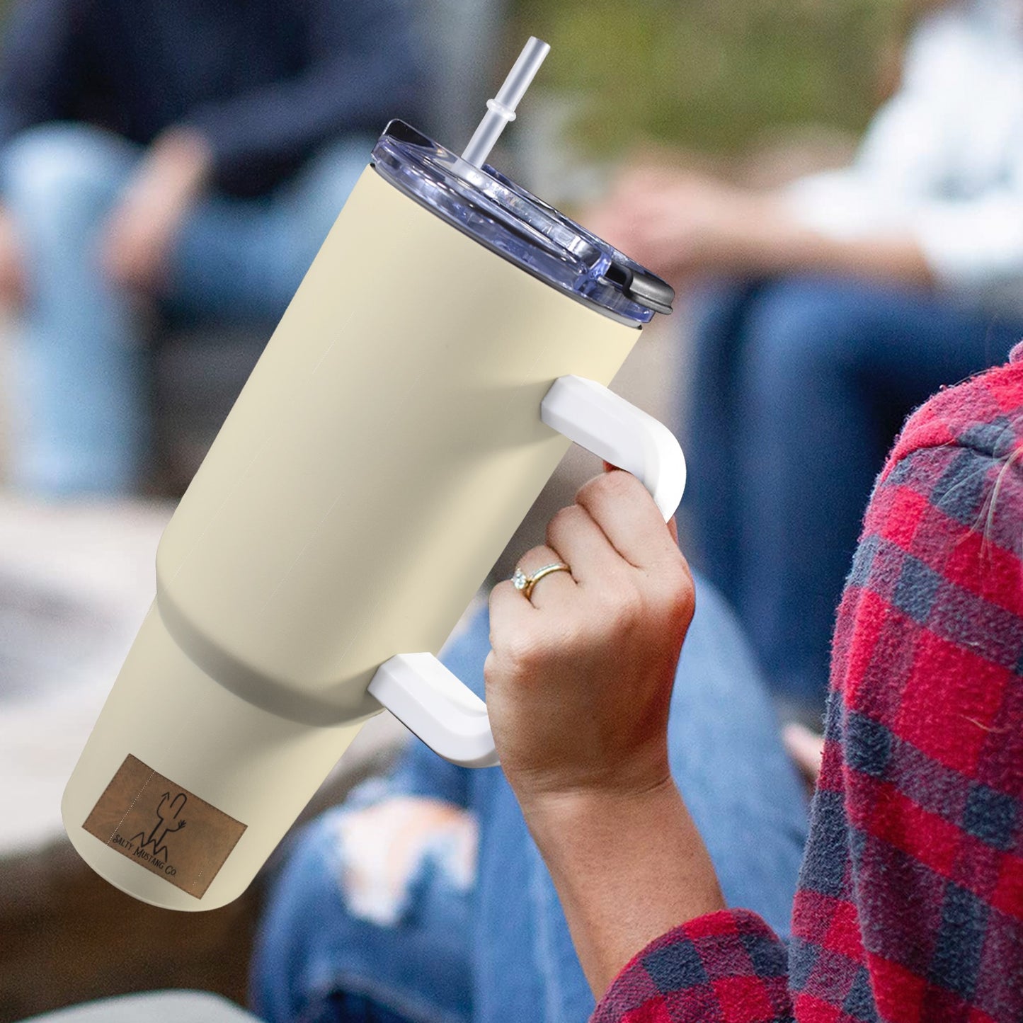 Just Workin’ On My Tan 40oz Tumbler with Handle