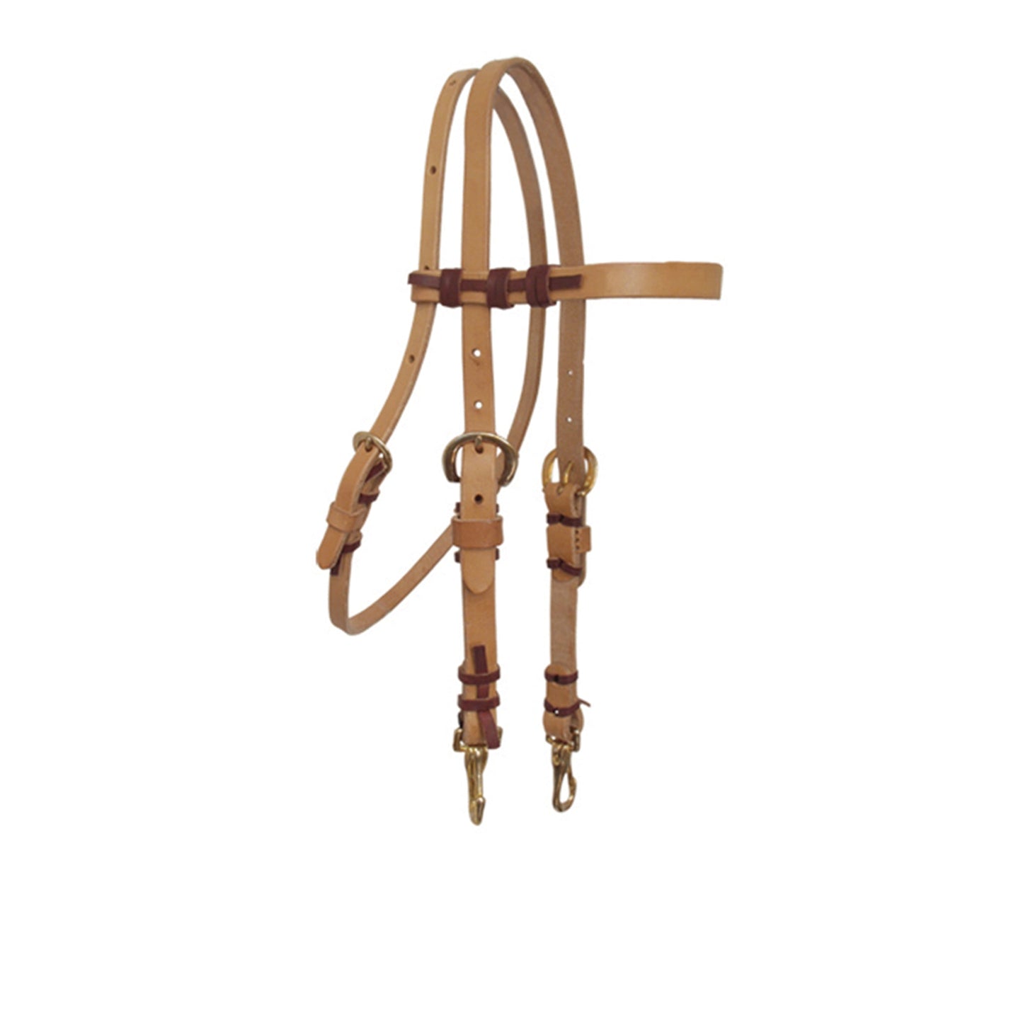 2033 1/2" Straight browband headstall harness leather cowboy ties brass hardware with snaps