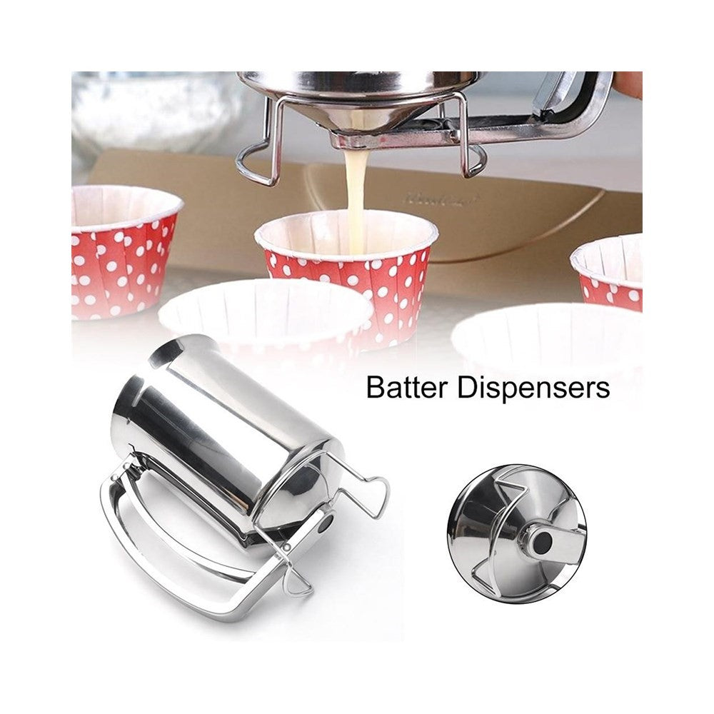 Handheld Stainless Steel Batter Dispenser 900ml Cupcake Batter Funnel Mixing Batter Separator (No FDA)