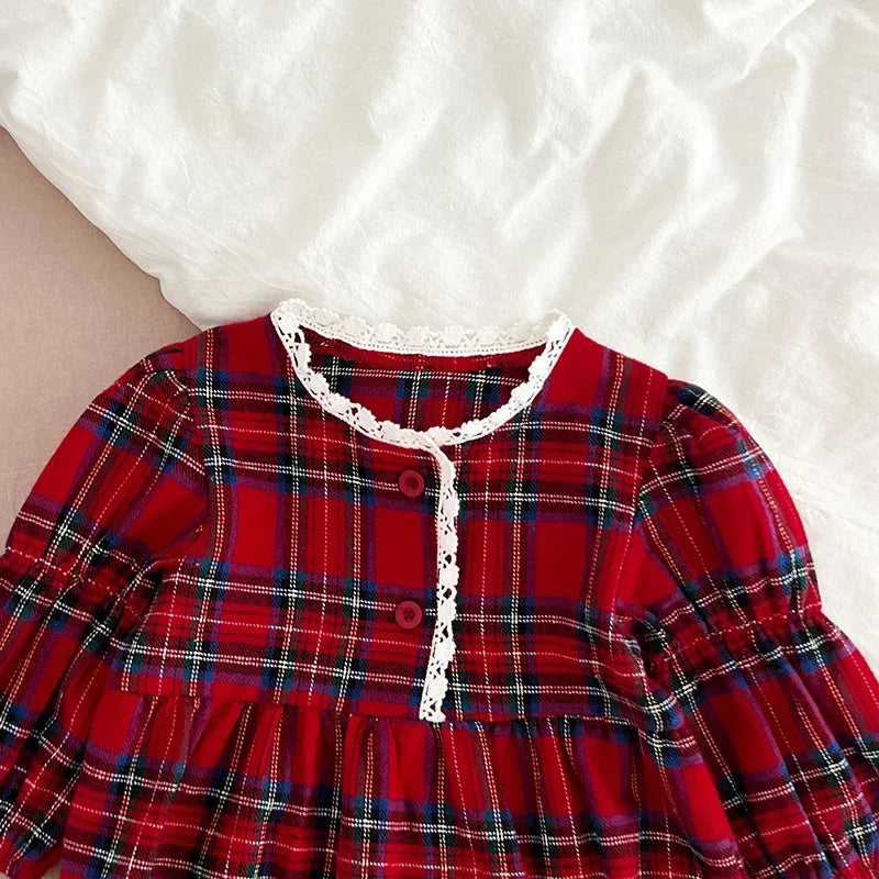 Round Neck Buffalo Plaid Romper