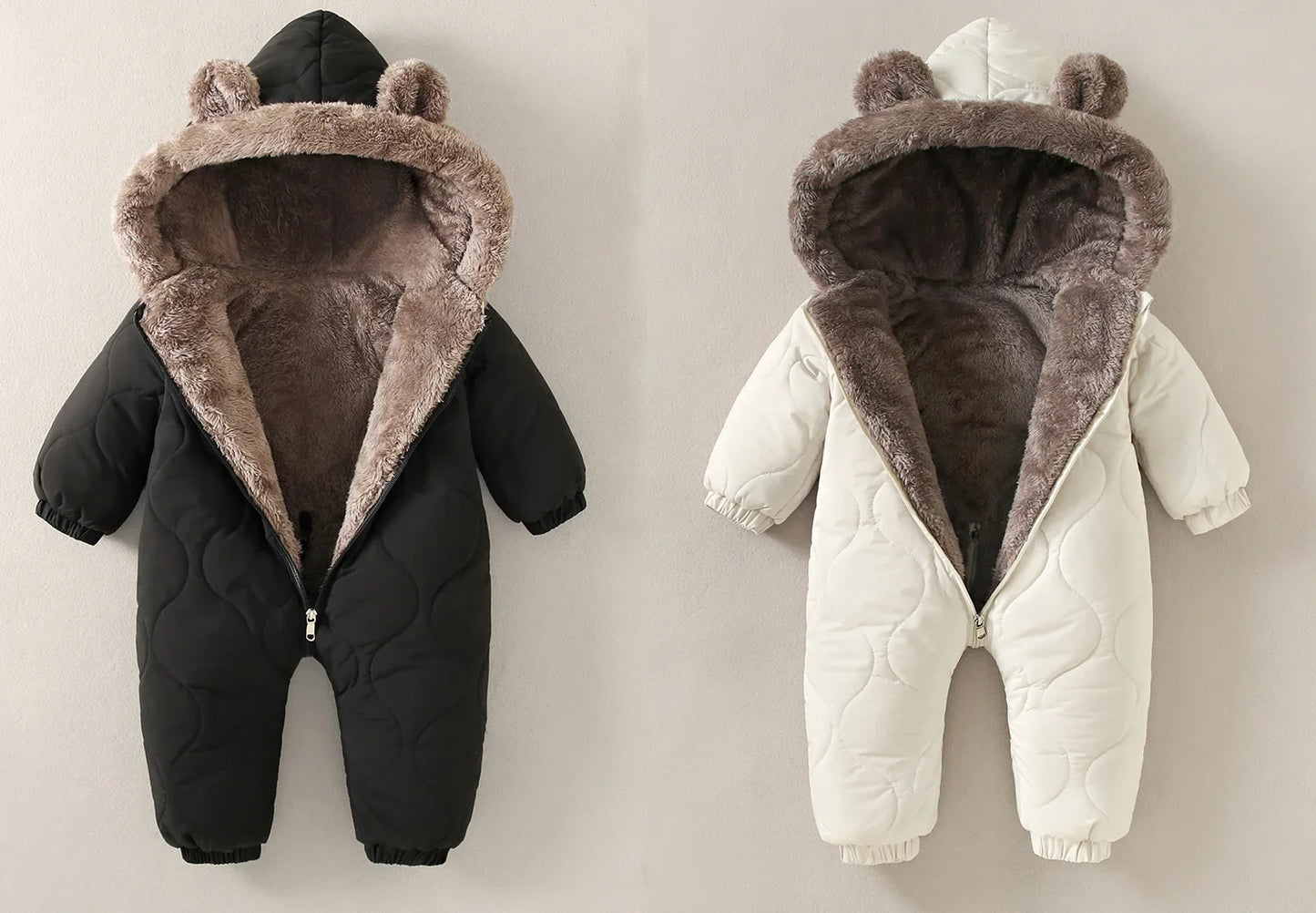 Winter baby fur lining jumpsuit