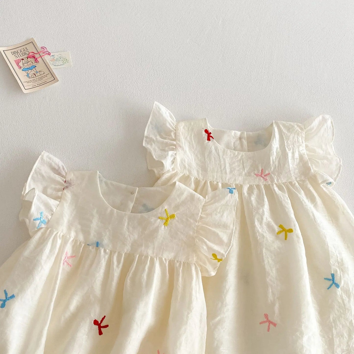 Ribbon Fly Sleeve Sister Outfits