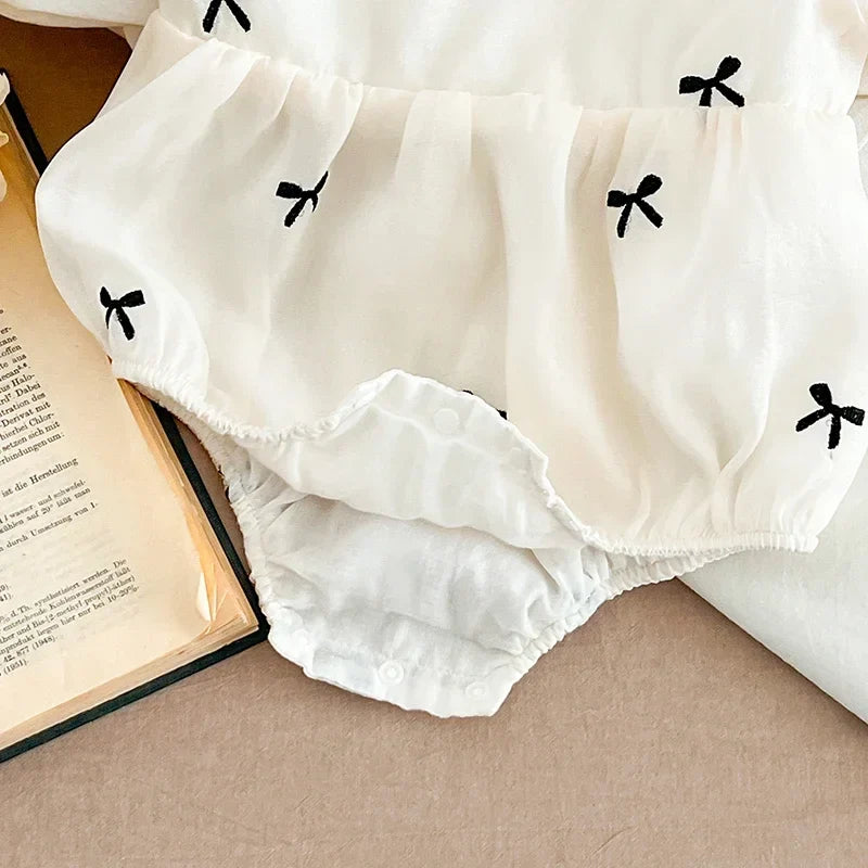 Tiny Bow Embroidery Romper
