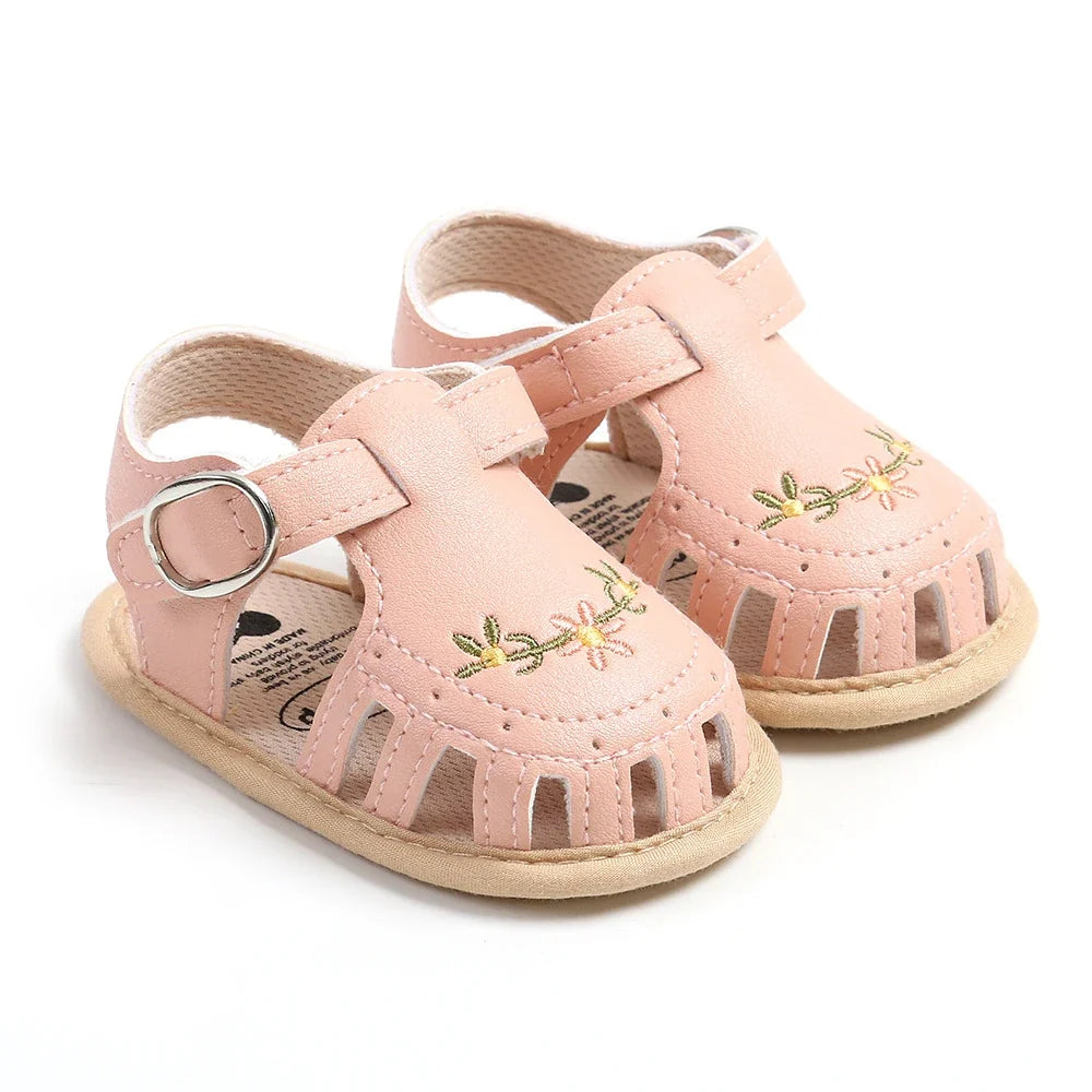 Embroidered Floral Pre-Walker Sandals