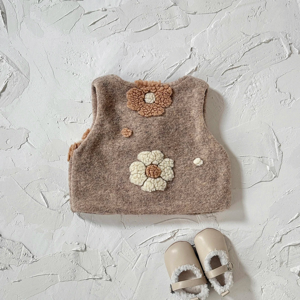 Plush Flower Embroidered Vest