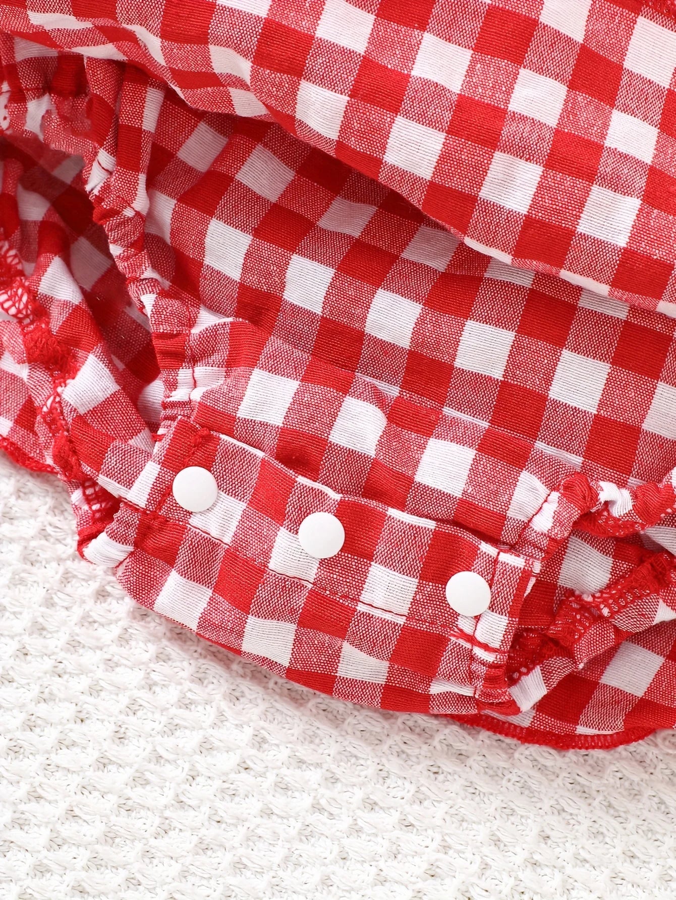 Strawberry Plaid Layered Romper