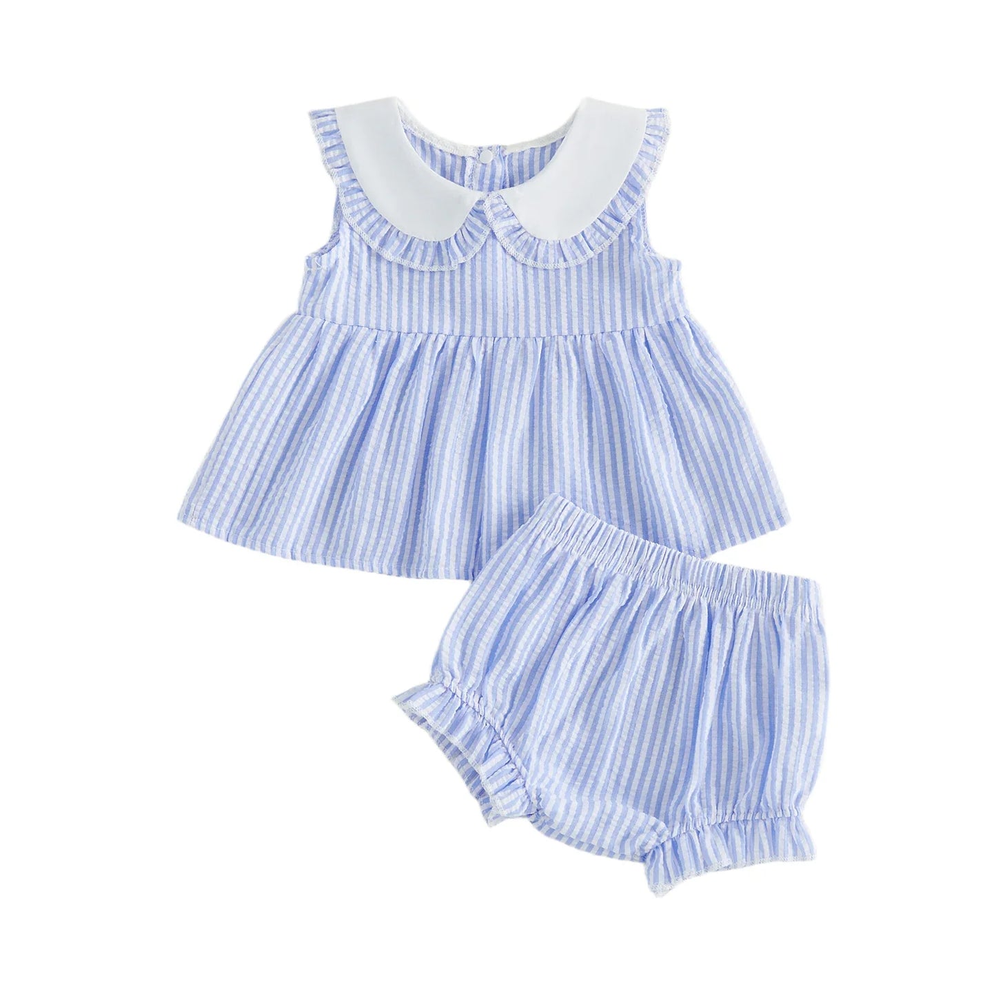 Frill Collar Stripe Set