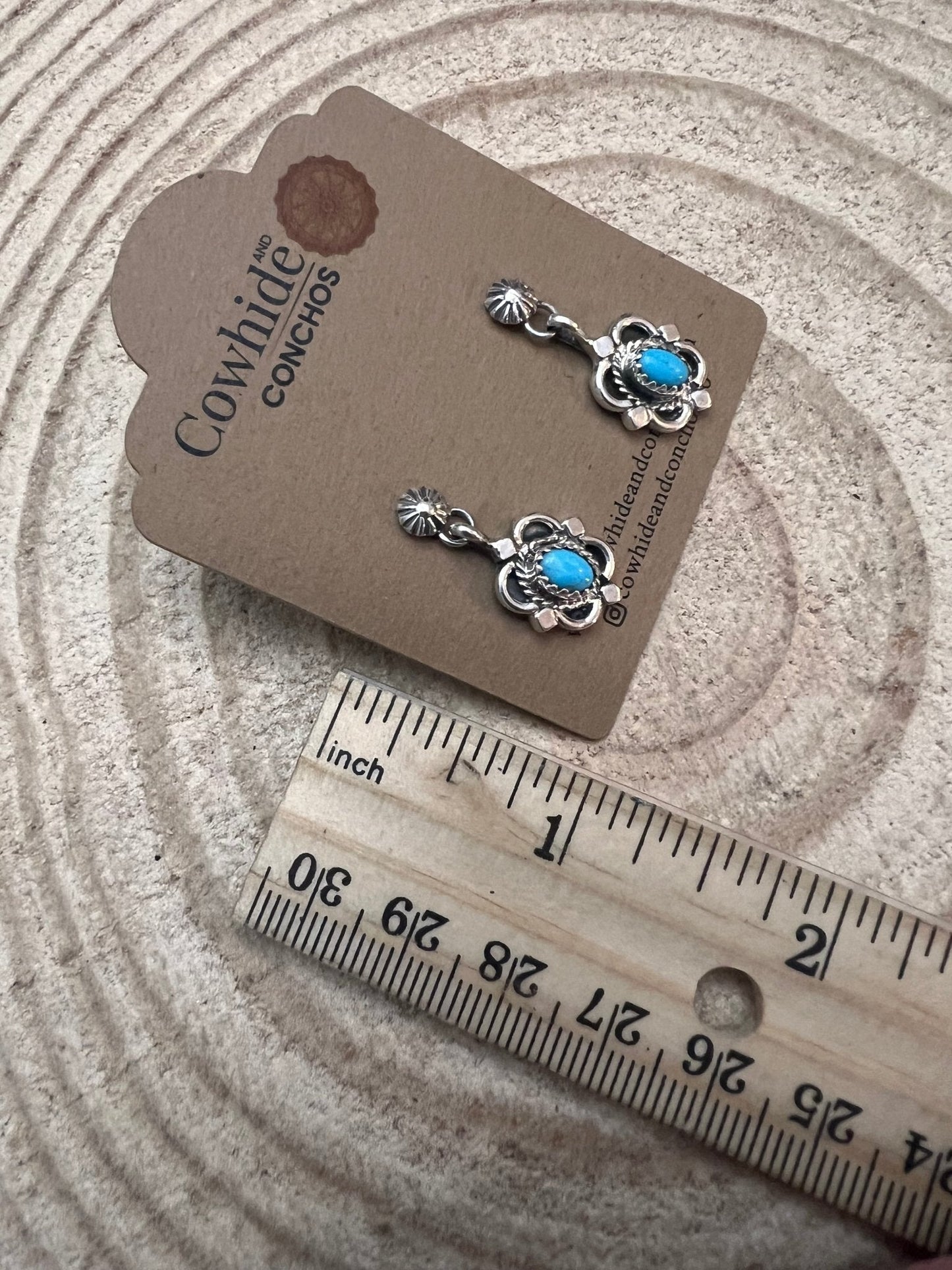 Adelarae Yazzie Navajo Sterling Silver Kingman Turquoise Earrings — 3/4" Drop
